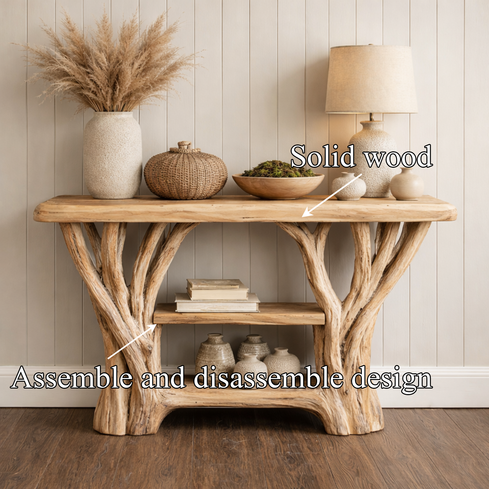 Japandi Style Console Table Sculptural Single Base For Minimal Interior SINLKICS480