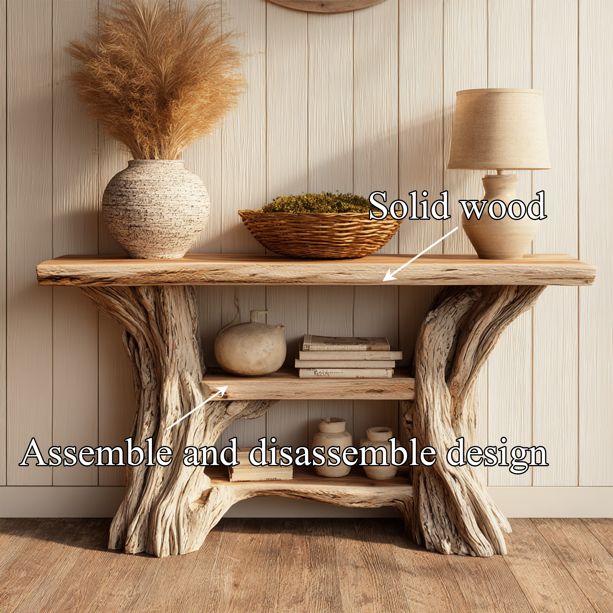 Rustic Branch Console Table Solid Wood Entryway SINLKICS483