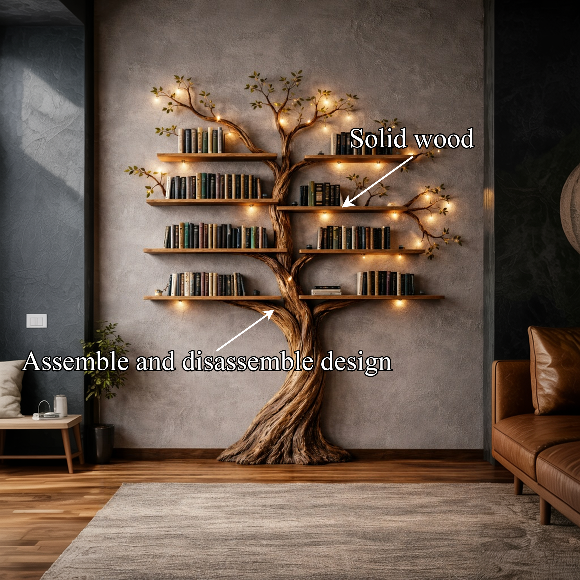 Rustic Nature Inspired Tree Bookshelf For Home SINLKITB680