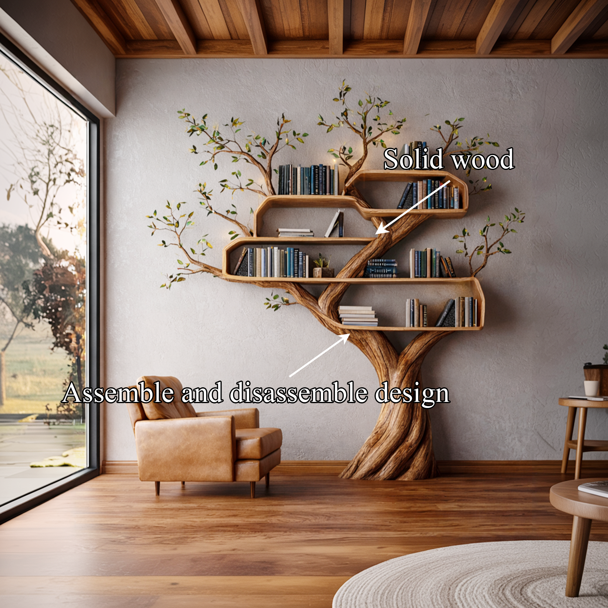 Modern Organic Tree Bookshelf Living Room Interior Contemporary Sculptural Storage SINLKITB671