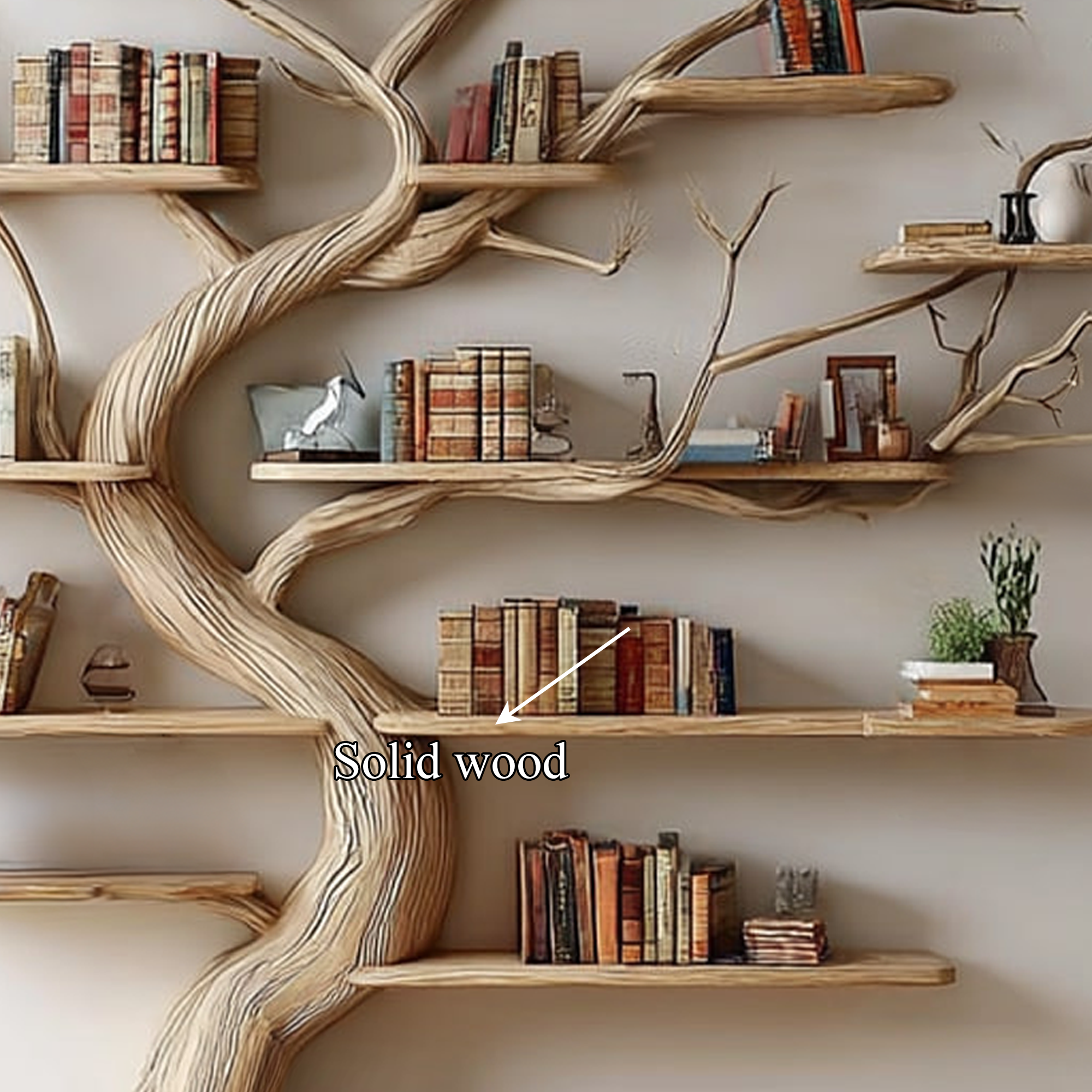 Rustic Tree Wall Bookshelf Bedroom Lounge SINLKITB289