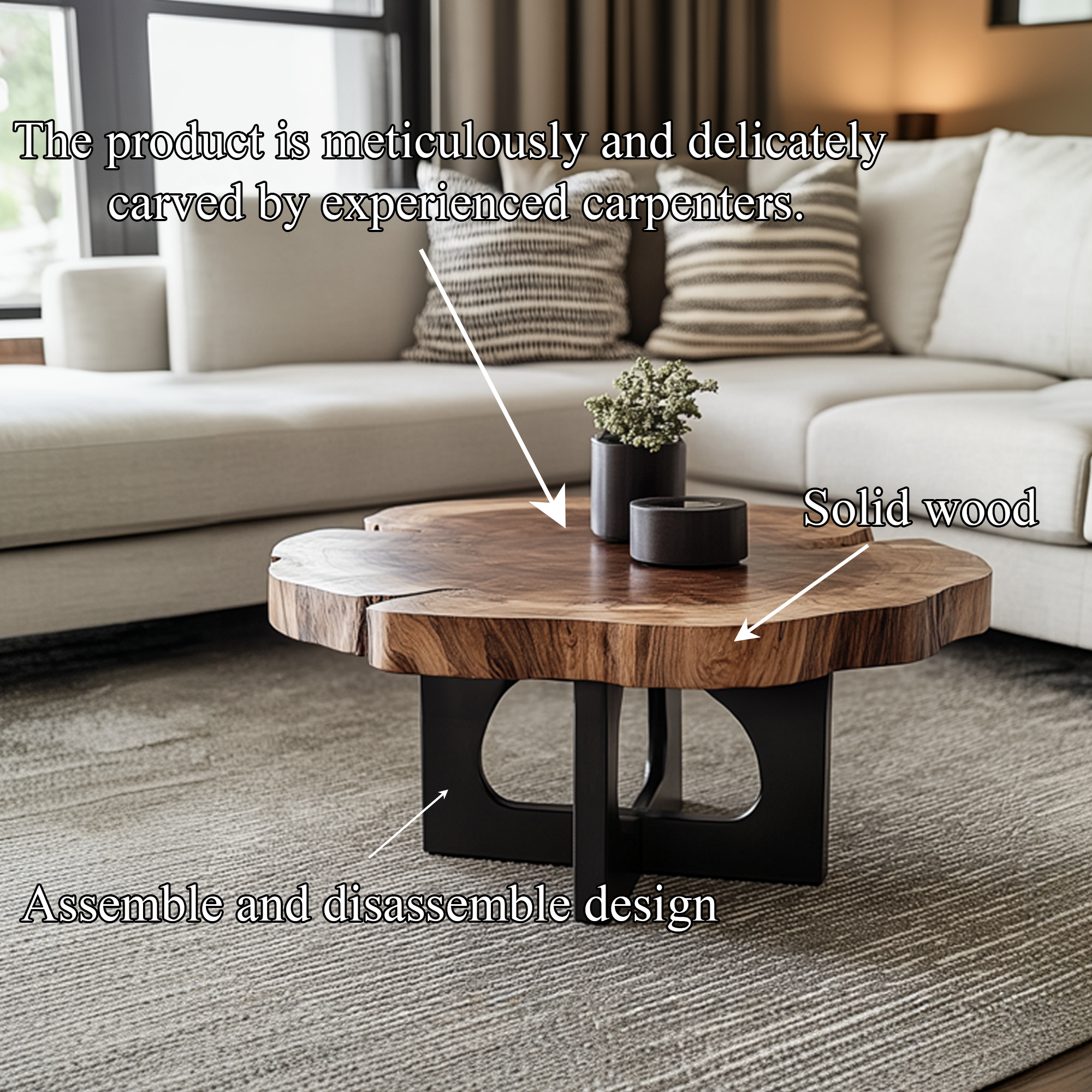 Natural Live Edge Coffee Table Living Room Interior SINLKICF261