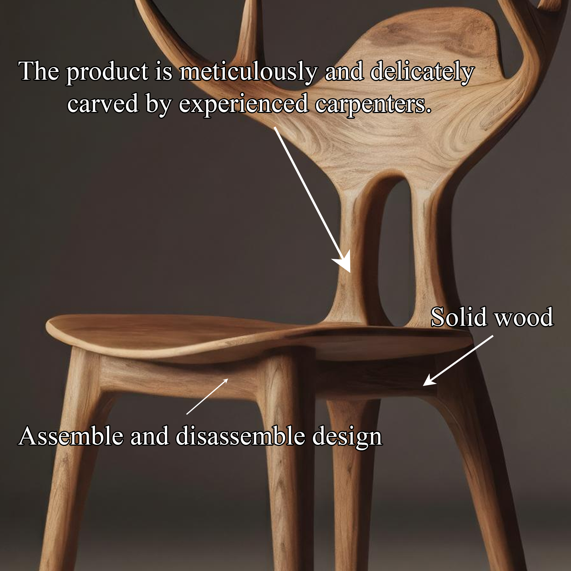 Rustic Sculptural Wooden Chair Dining Room Interior Art Furniture SINLKIWC036