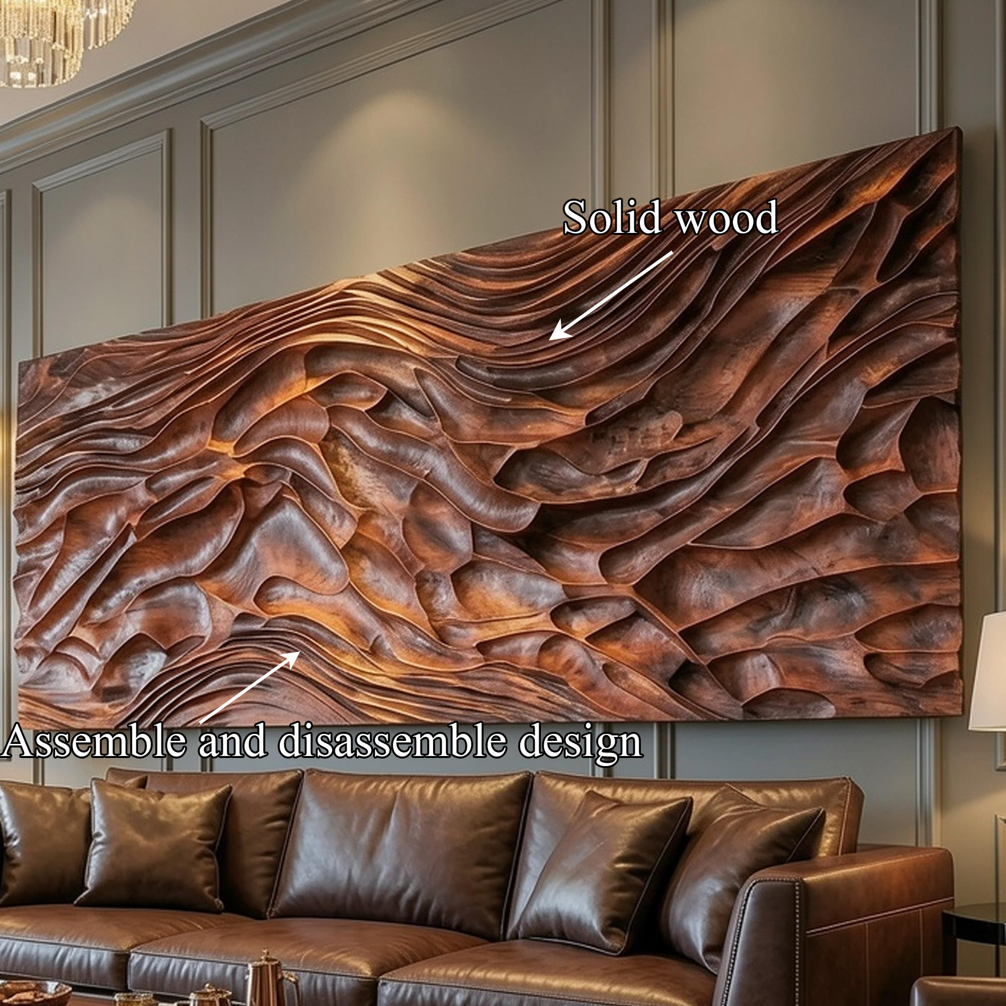 Modern Carved Wood Wall Art Living Room And Lounge SINLKIWD044