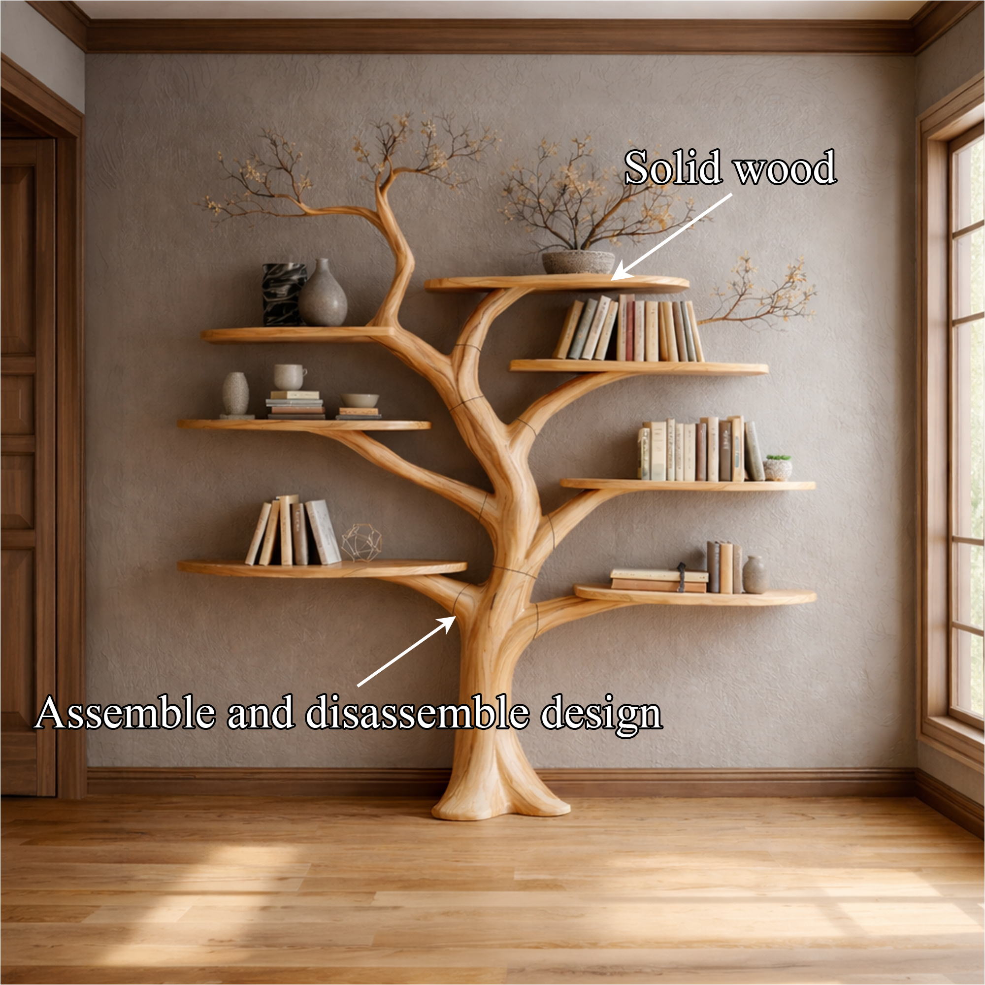 Midcentury Sculptural Tree Bookshelf Living Room SINLKITB636
