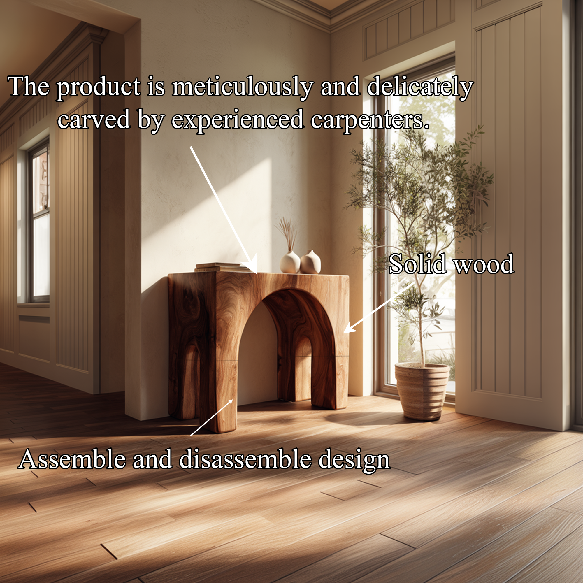 Mid Century Modern Console Live Edge Wood Hallway SINLKICS411