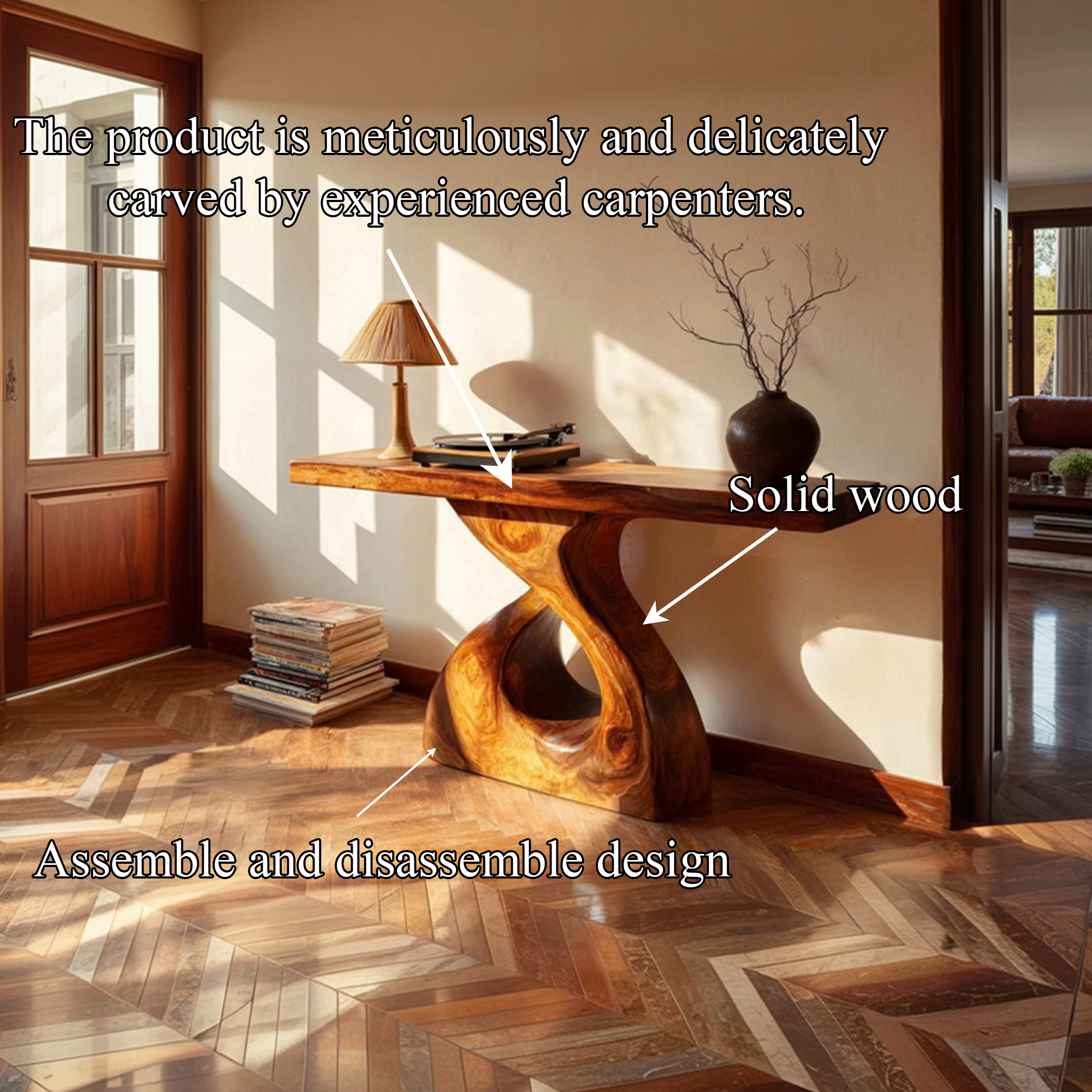 Rustic Console Table Natural Edge Wood Root Entryway SINLKICS412