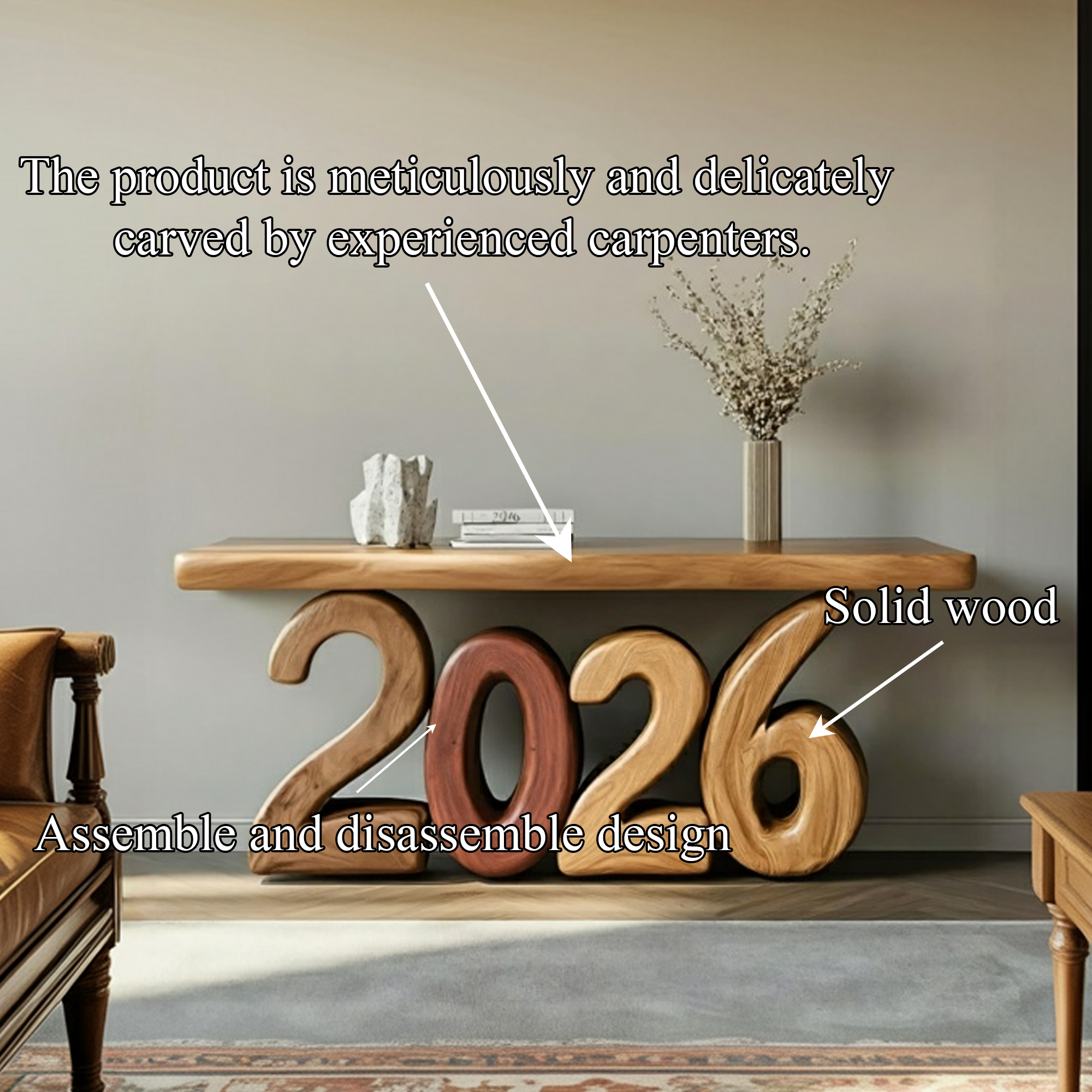 Sculptural Modern Console Table Living Room And Entryway SINLKICS424