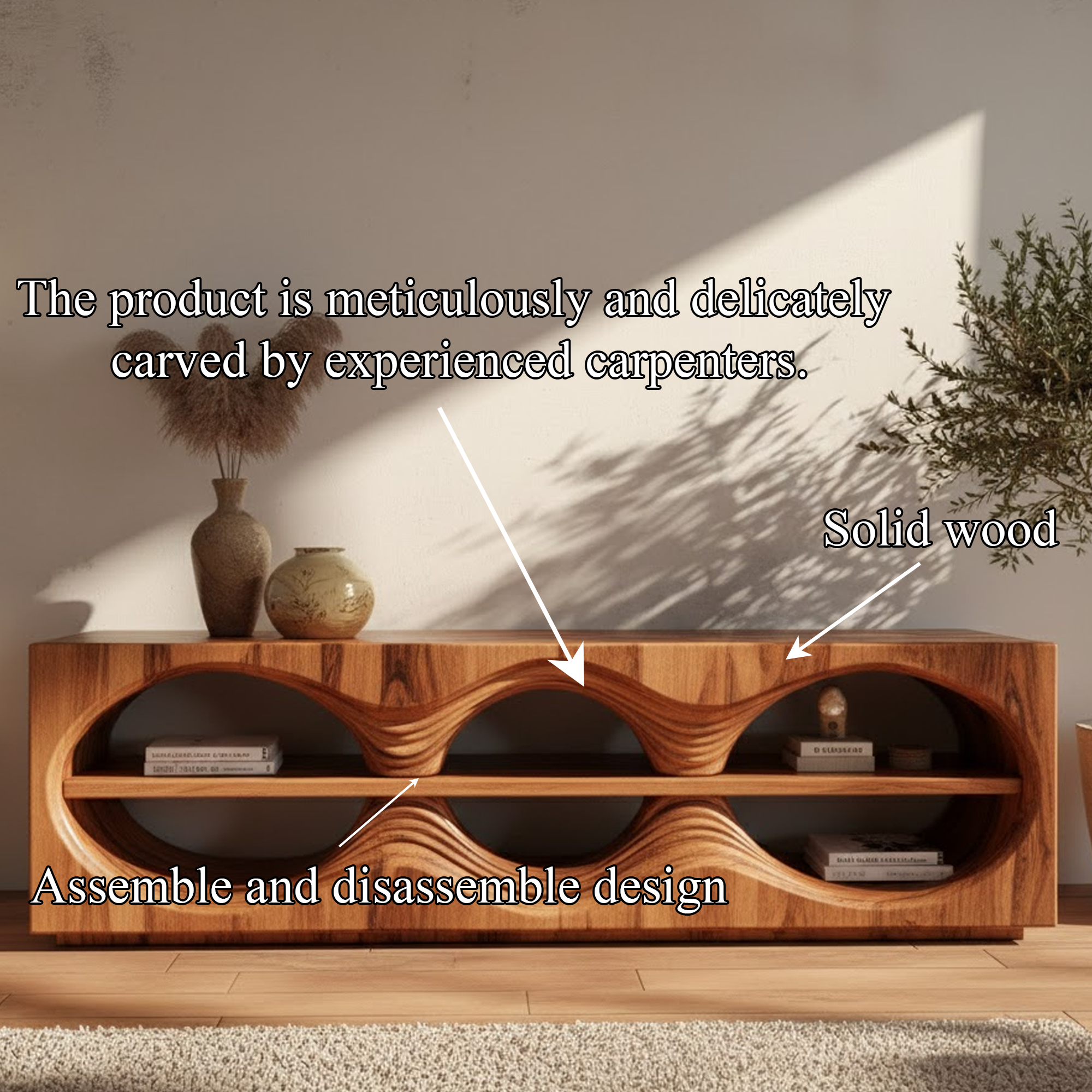 Organic Modern Sculptural Console Living Room And Bedroom SINLKISC334