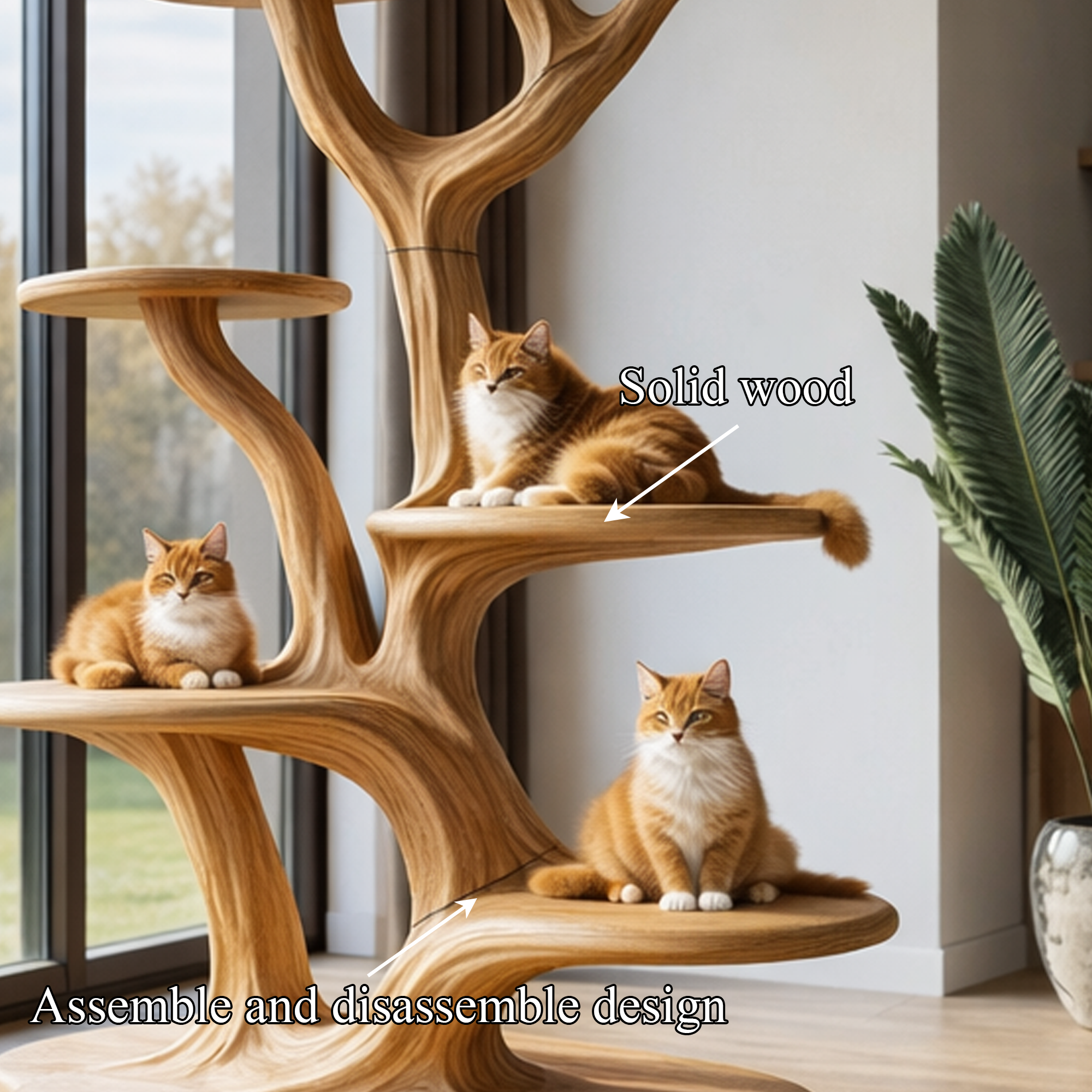 Rustic Tree Cat Play Tower Artistic Living Room SINLKITT077