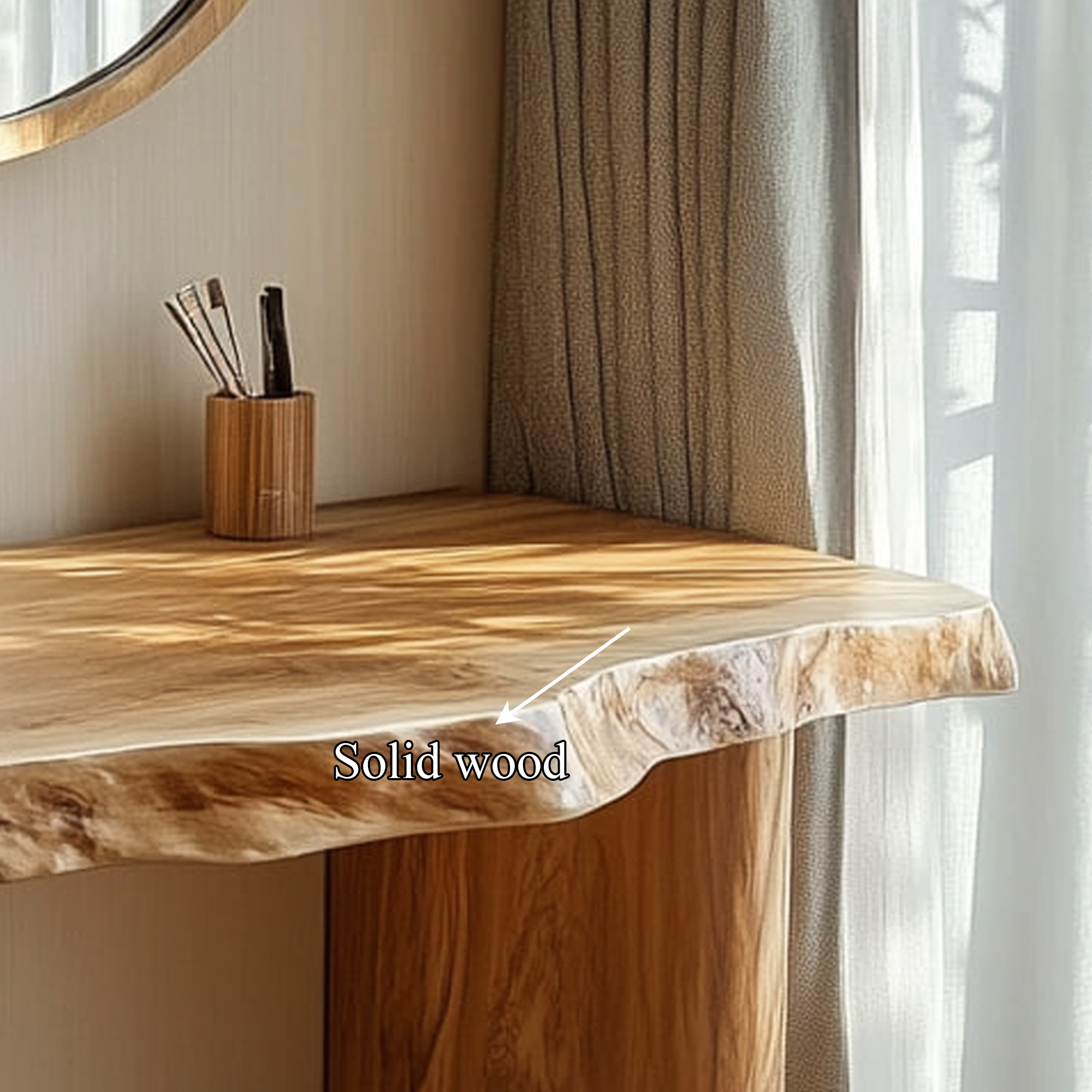 Japandi Solid Wood Floating Dressing Table Live Edge Bedroom SINLKIFL243