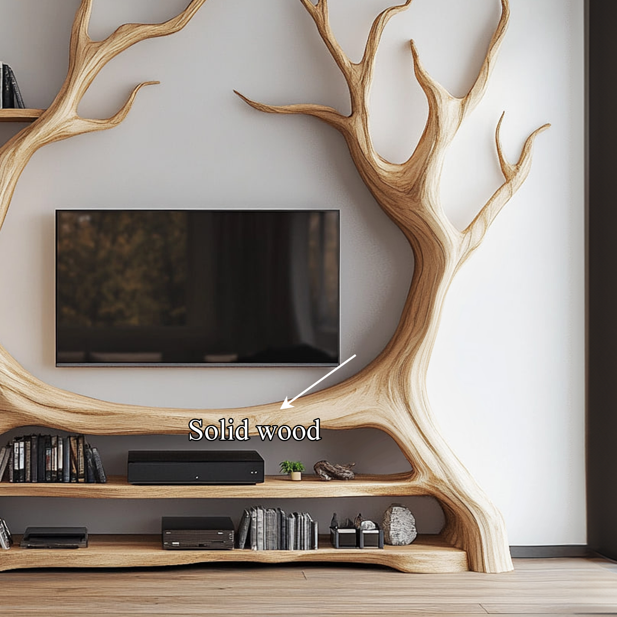 Tree Bookcase Cabinet TV Solid Wood Handmade Gitf SINLKITB343