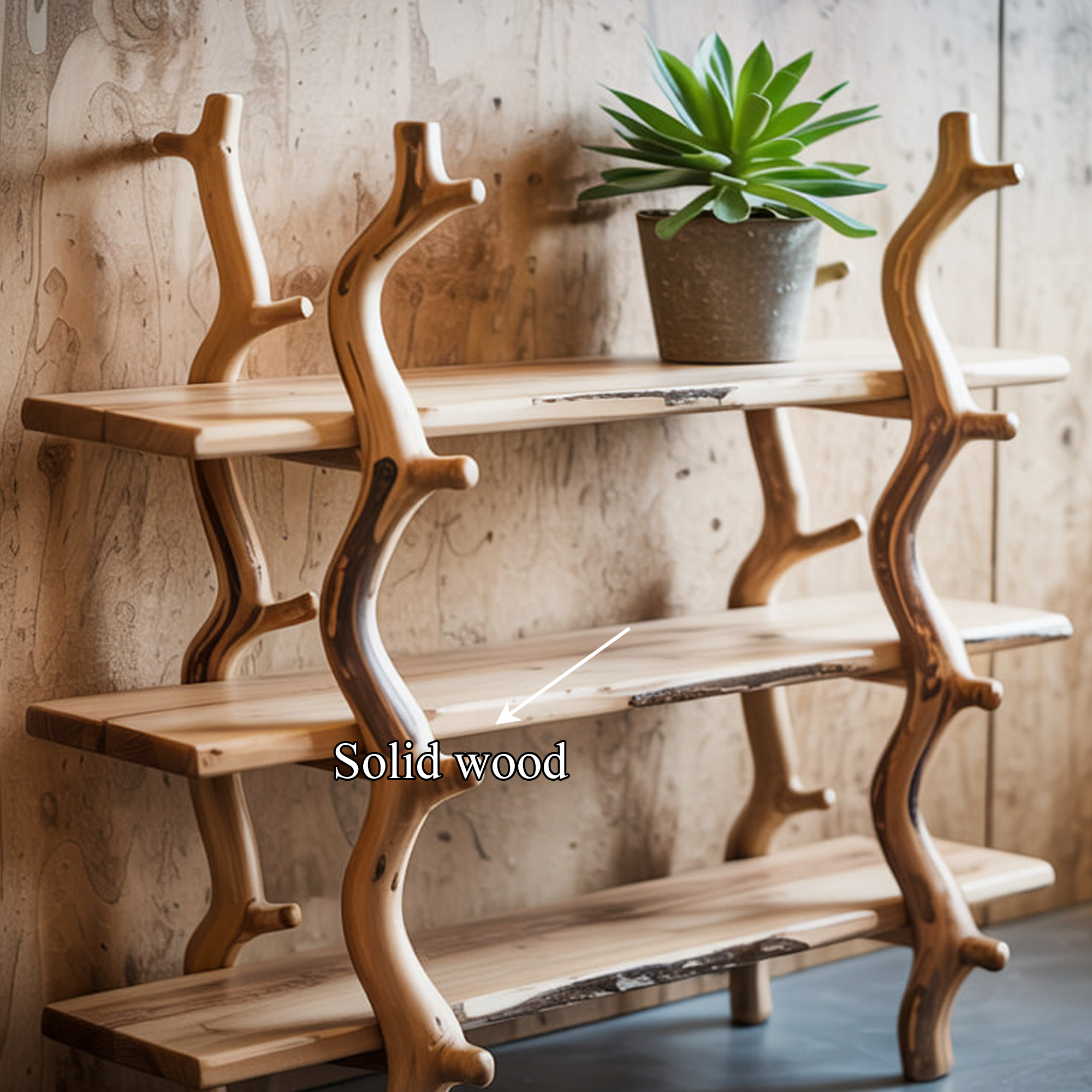 Rustic Wooden Branch Shelf Display Living Room Or Entryway SINLKISC272