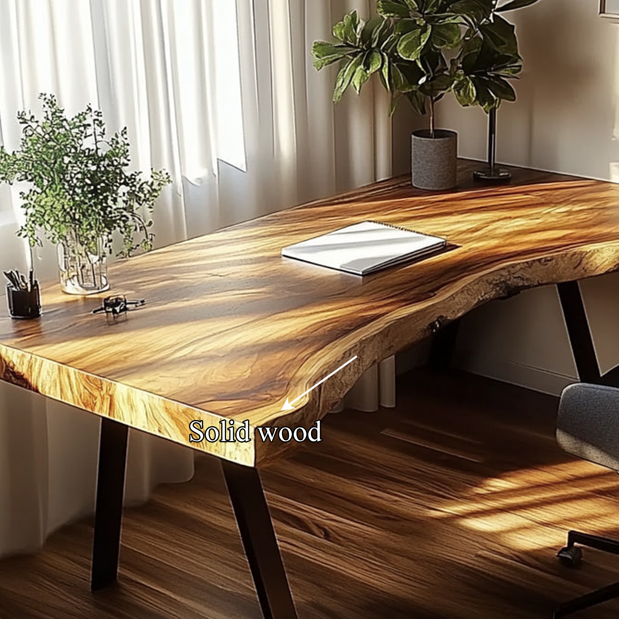 Rustic Live Edge Modern Desk Living Room And Office Space SINLKIDK015