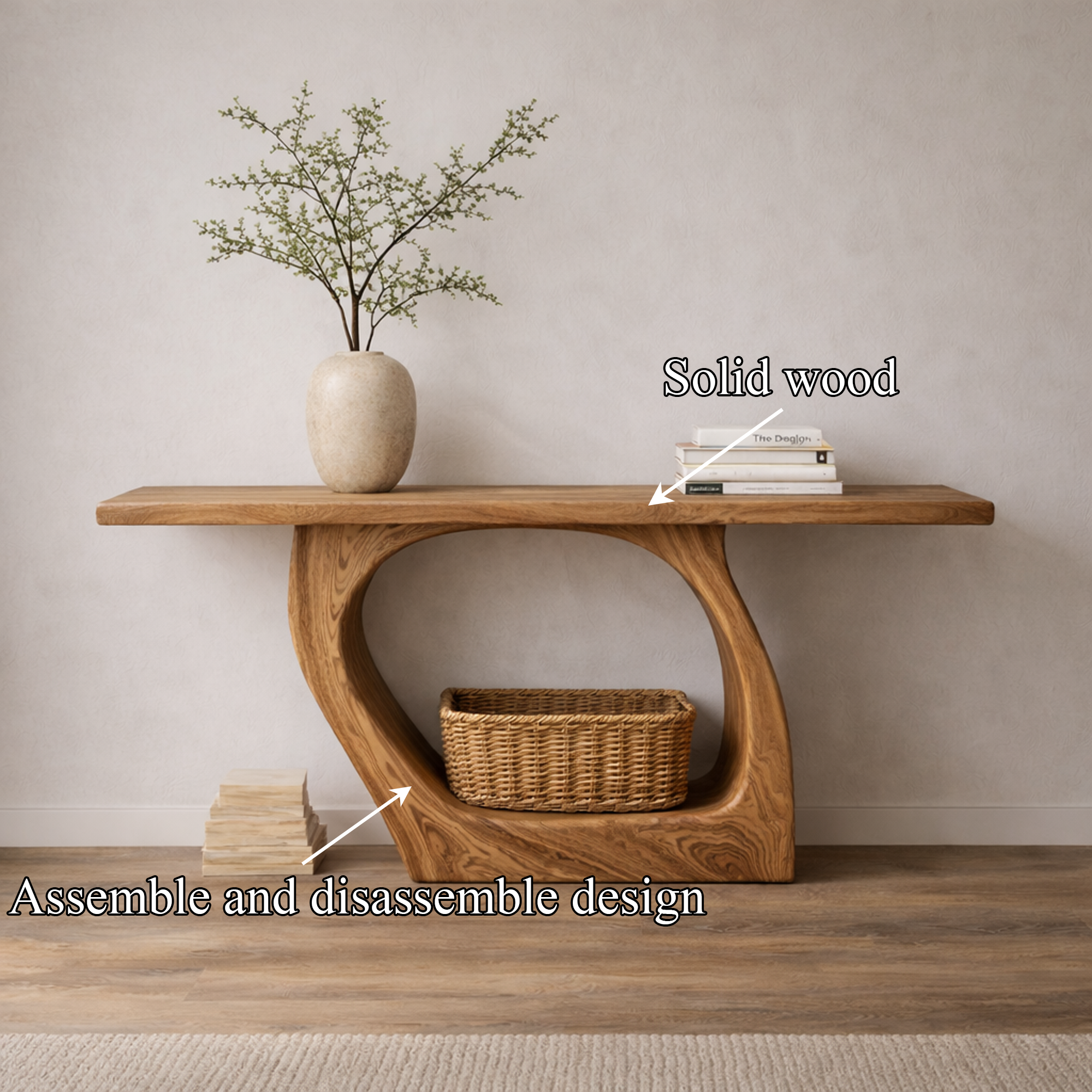 Handcrafted Console Table Sculptural Design For Living Room SINLKICS461