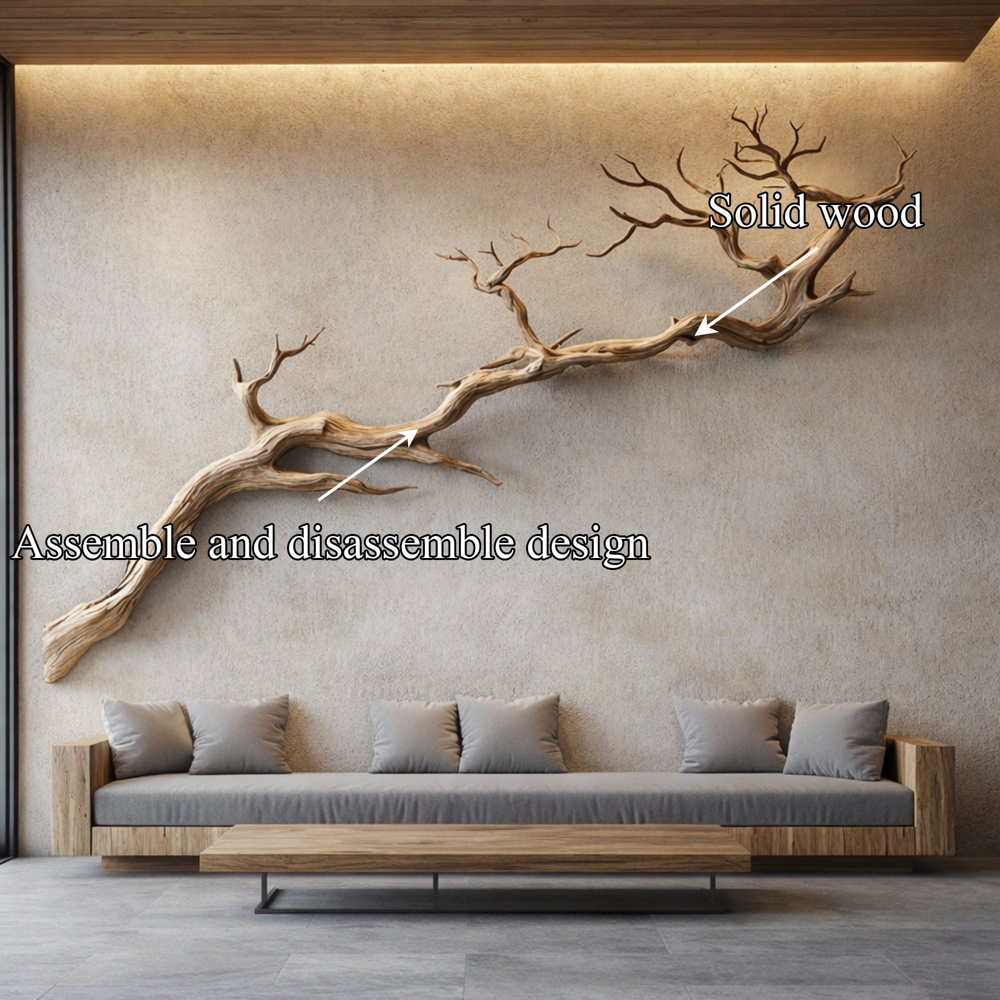 Nature Inspired Solid Wood Wall Art Sculptural Living Space Decor SINLKIWD031
