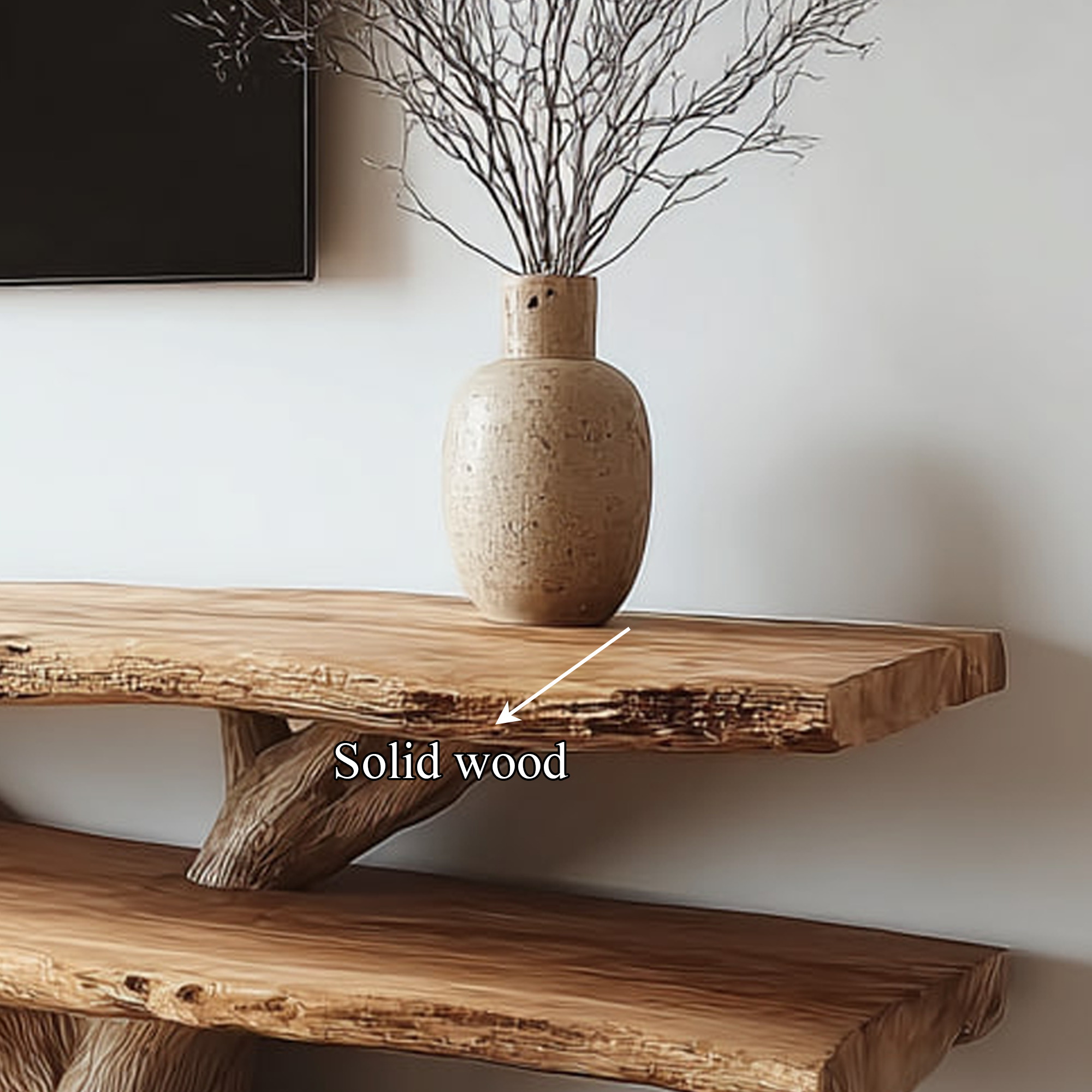 Mid Century TV Console Two Tier Live Edge Apartment Space SINLKICS313