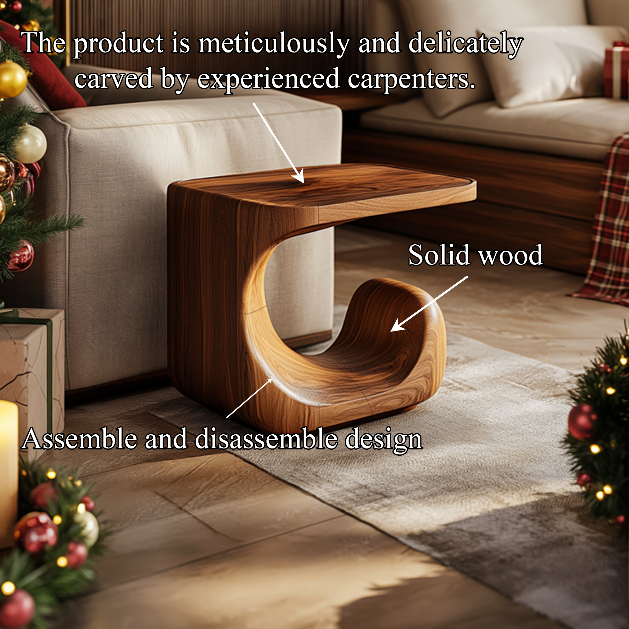 Modern Sculptural C Shape Side Table For Living Room And Sofa Area SINLKIBT220