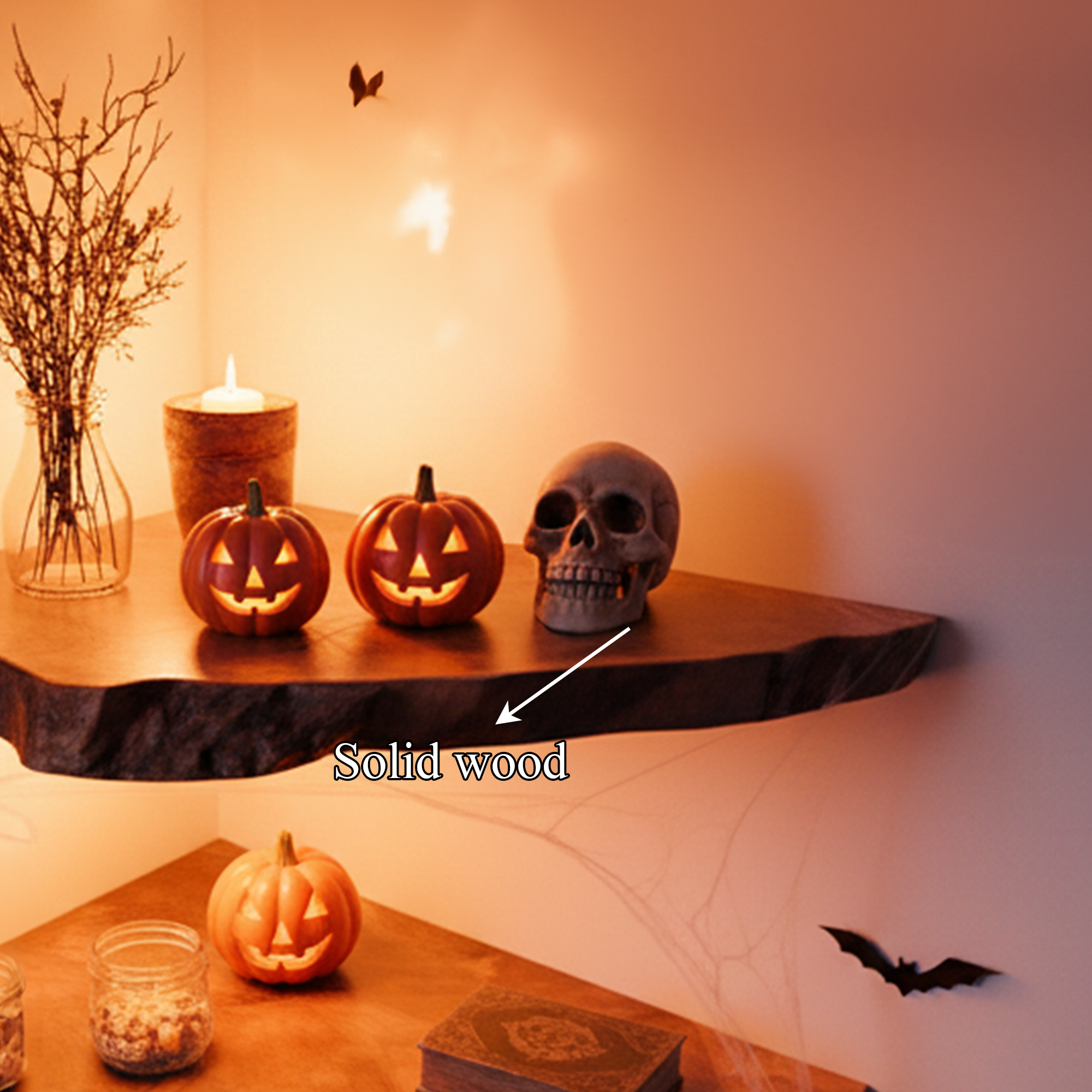 Rustic Halloween Farmhouse Floating Wall Shelf Home Decor SINLKIHW039