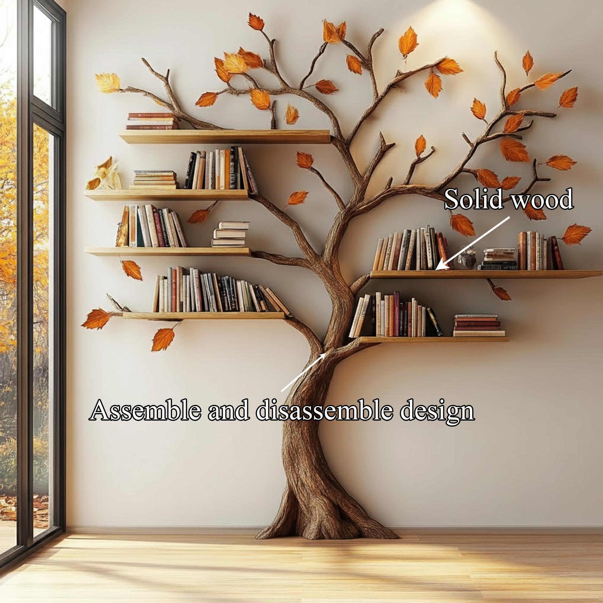 Rustic Tree Bookshelf Nature Inspired Living Space SINLKITB557