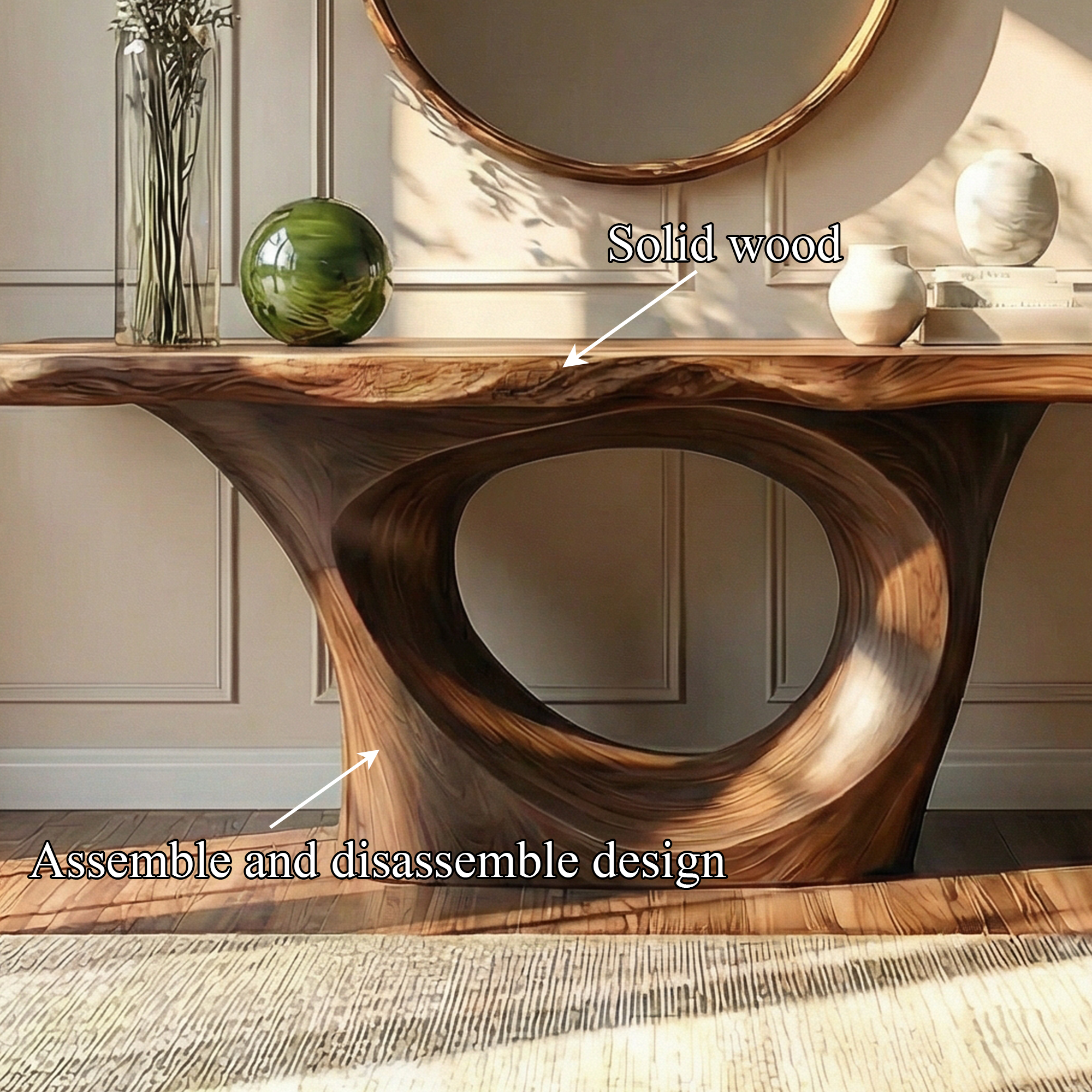 Artistic Circular Base Console Table Entryway Hallway Living Room SINLKICS503