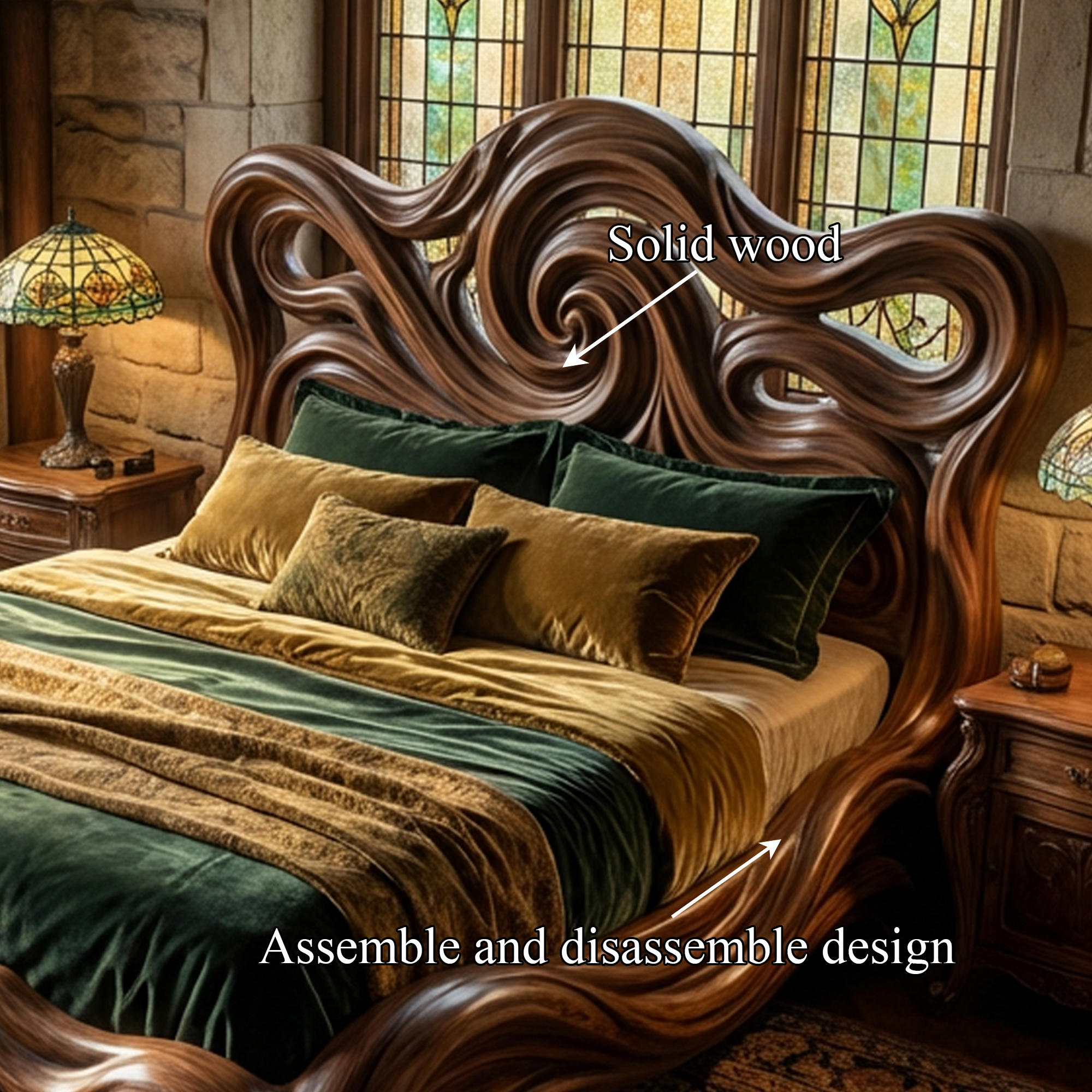 Rustic Organic Platform Bed For Bedroom Or Resting Room SINLKIWB104