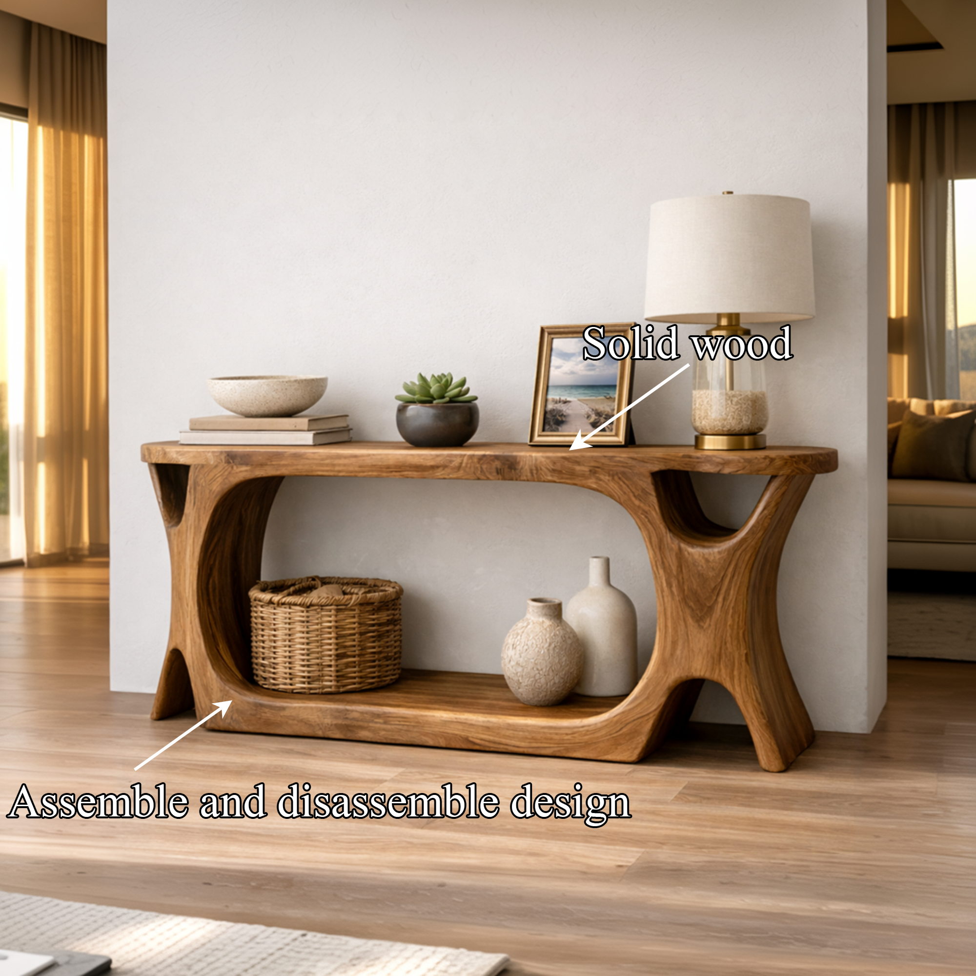 Rustic Organic Console Table Sculptural Statement Furniture For Living Room SINLKICS455