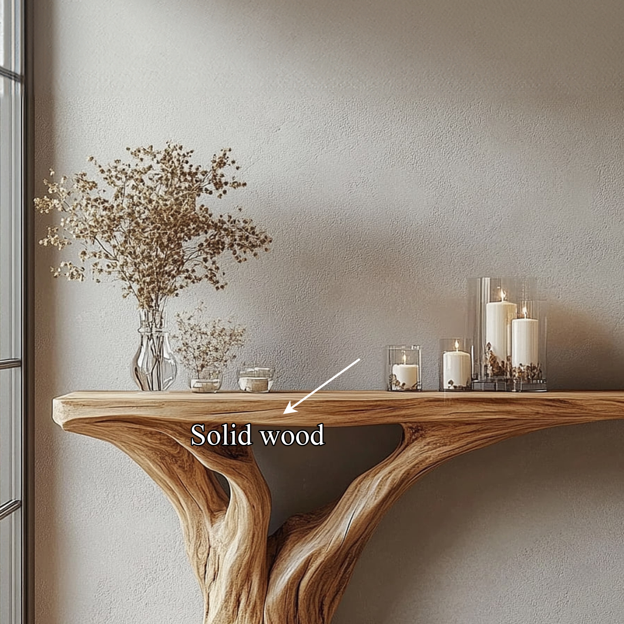 Live Edge Solid Wood Console Table Handmade Natural Style For Living Room SINLKICS351