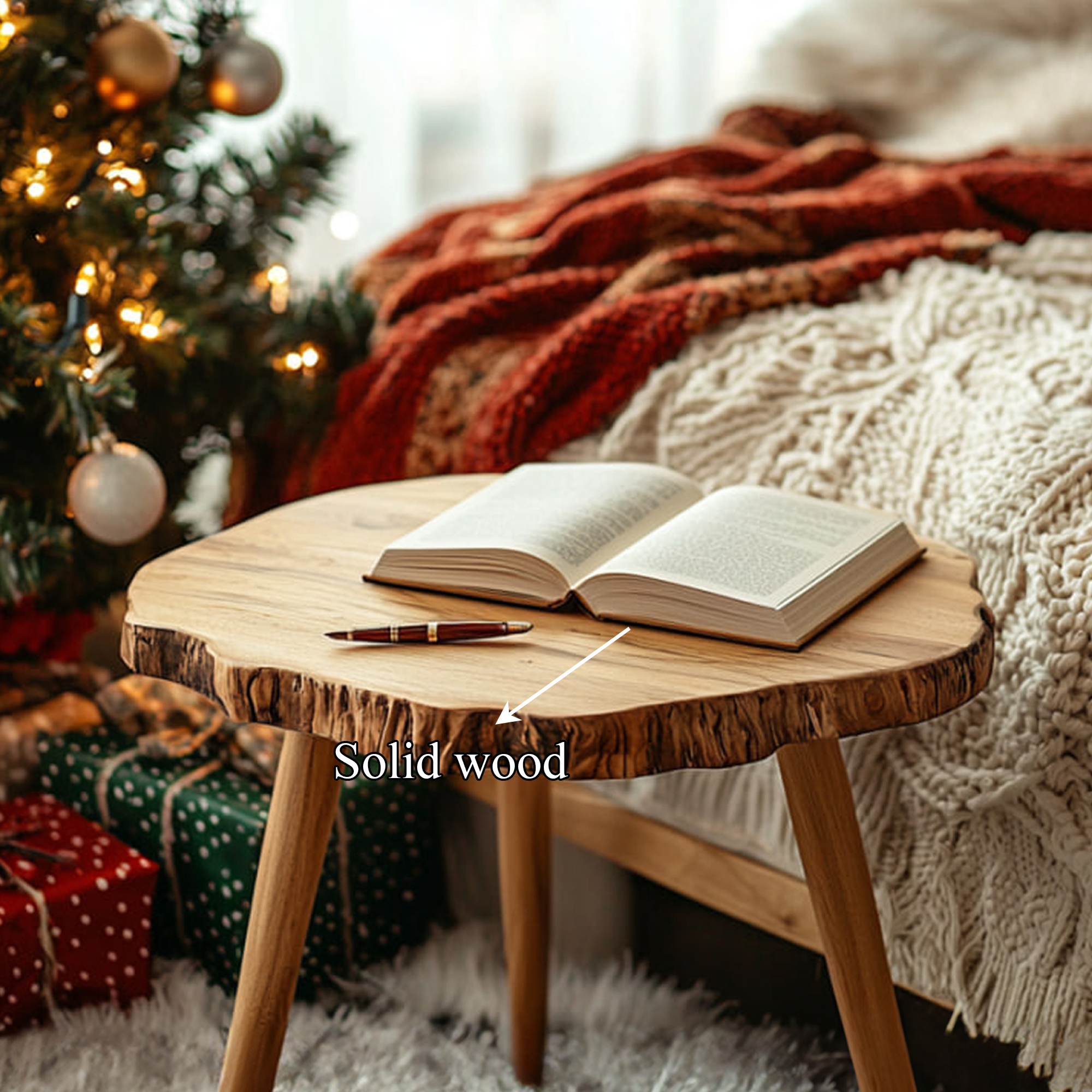 Rustic Bedside Table Christmas Holiday Home Decor SINLKIBT198