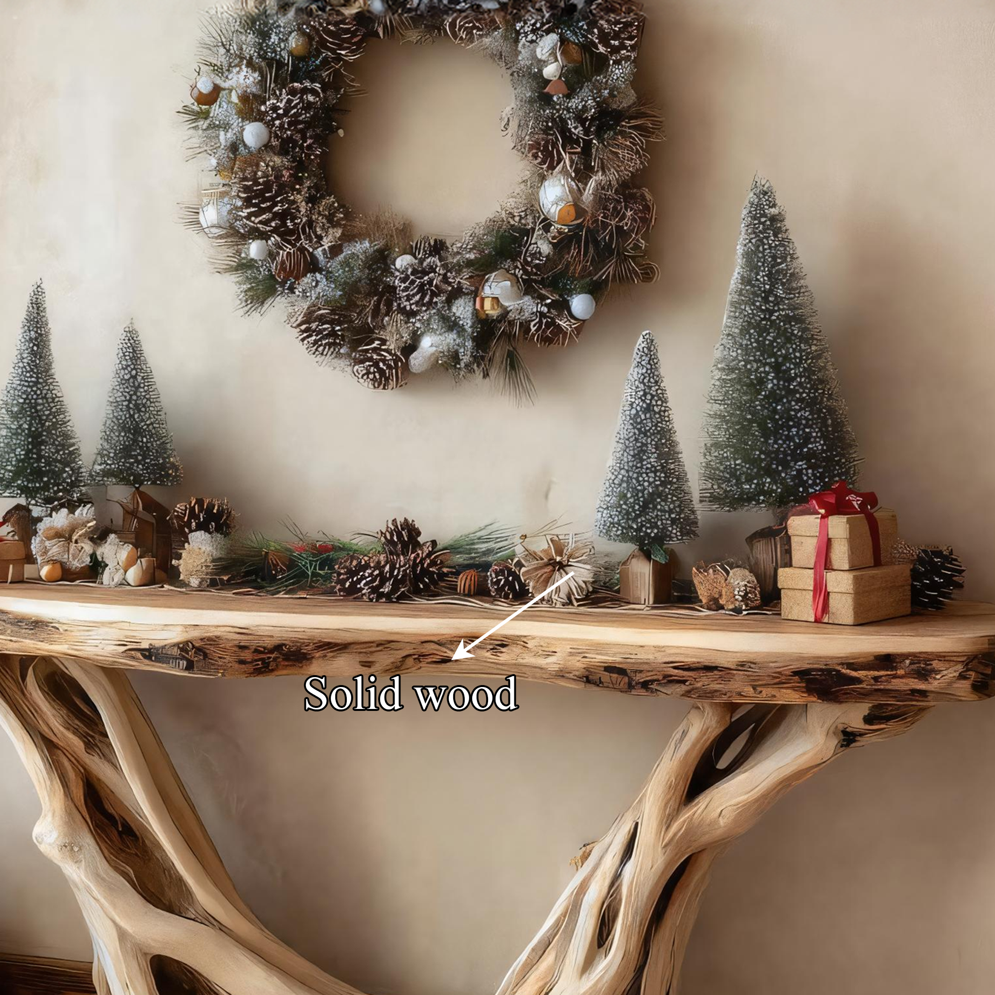 Rustic Console Table Christmas Entryway Natural Design SINLKICS360