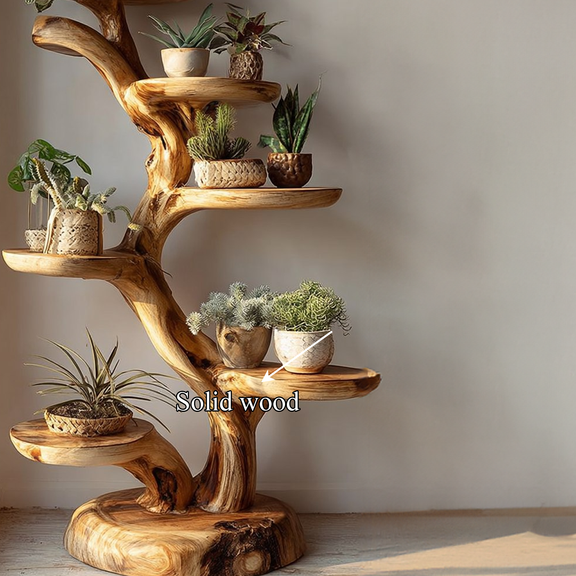 Rustic Tree Plant Stand Botanical Living Room SINLKITT080