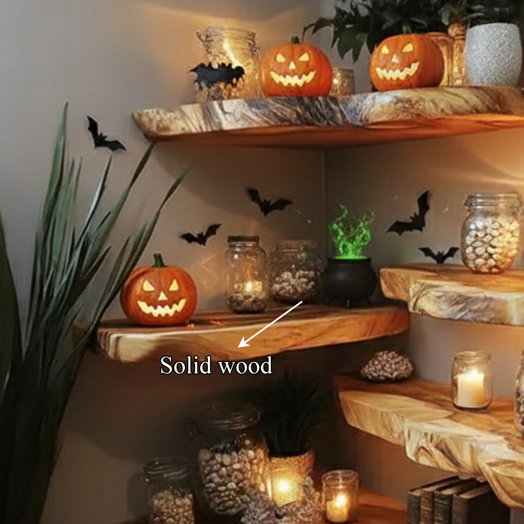 Rustic Farmhouse Halloween Floating Wall Shelf Living Room Display SINLKIHW045