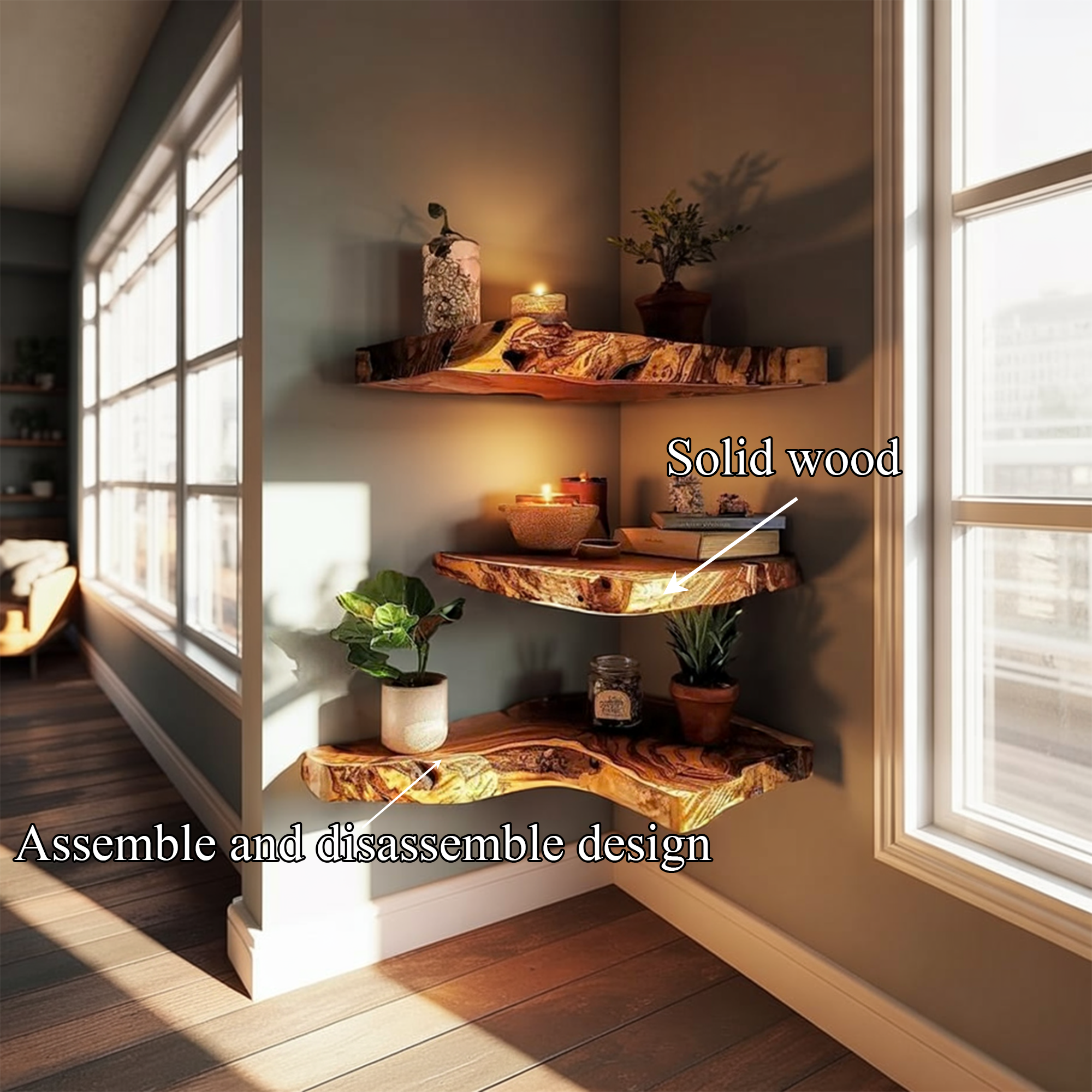 Rustic Corner Wall Shelf For Minimal Home Interior SINLKIFL337