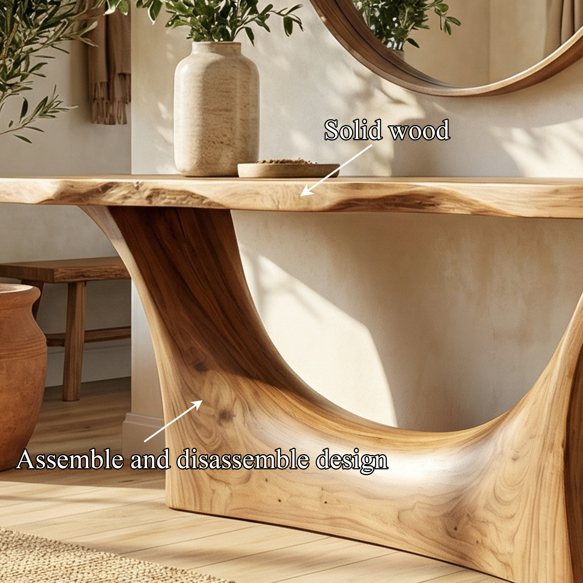 Natural Live Edge Arch Base Console Table Entryway Hallway Living Room SINLKICS508
