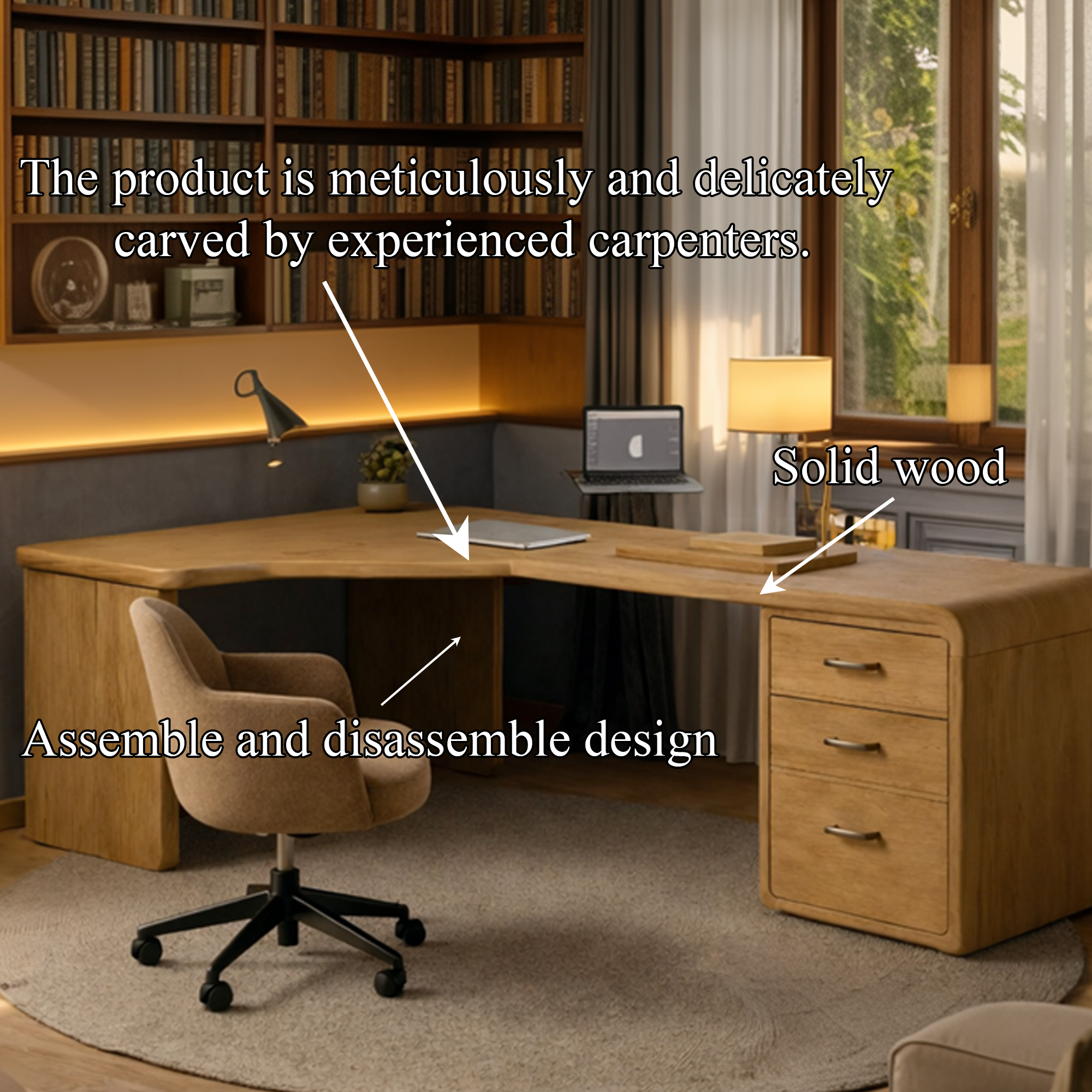 Modern L Shape Wooden Desk Home Office Corner Workstation Study Table SINLKIDK083