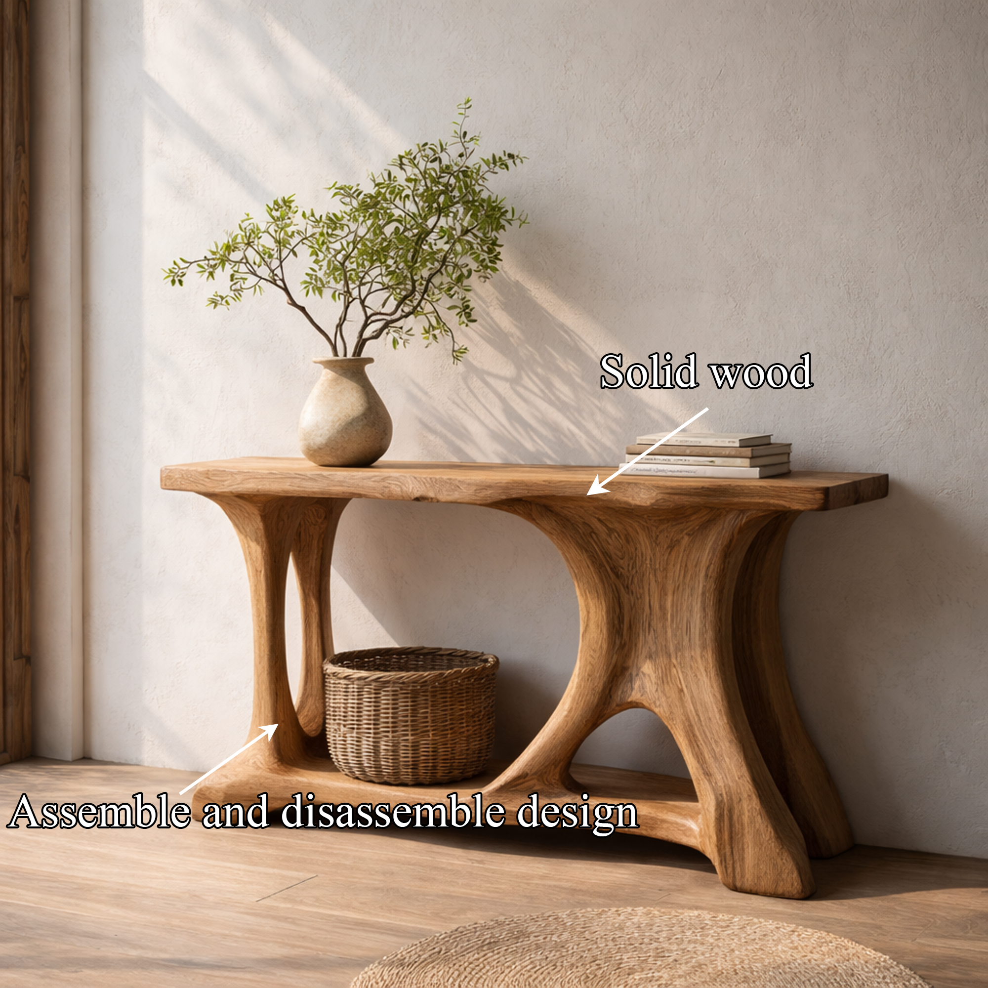Sculptural Tree Inspired Console Table Handcrafted Art Furniture For Interior Design SINLKICS458