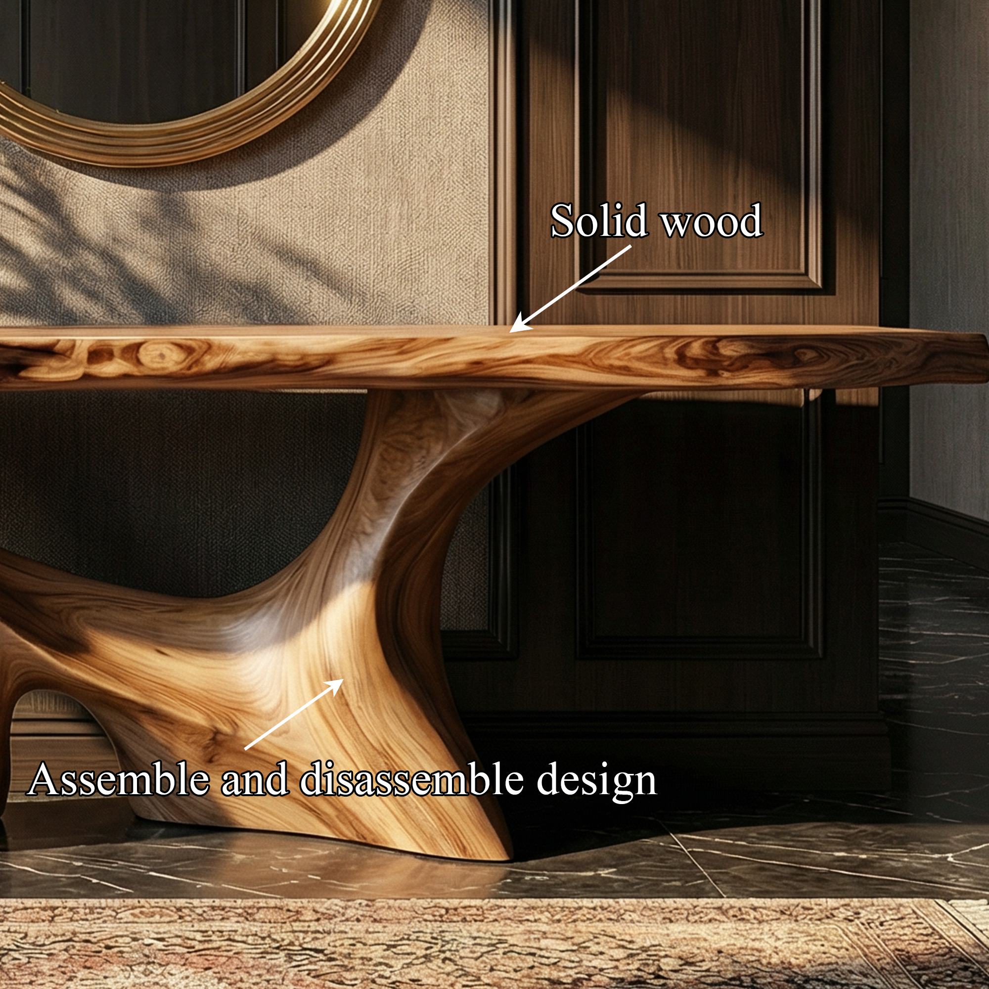 Modern Organic Sculptural Console Table Entryway Hallway Living Room SINLKICS510