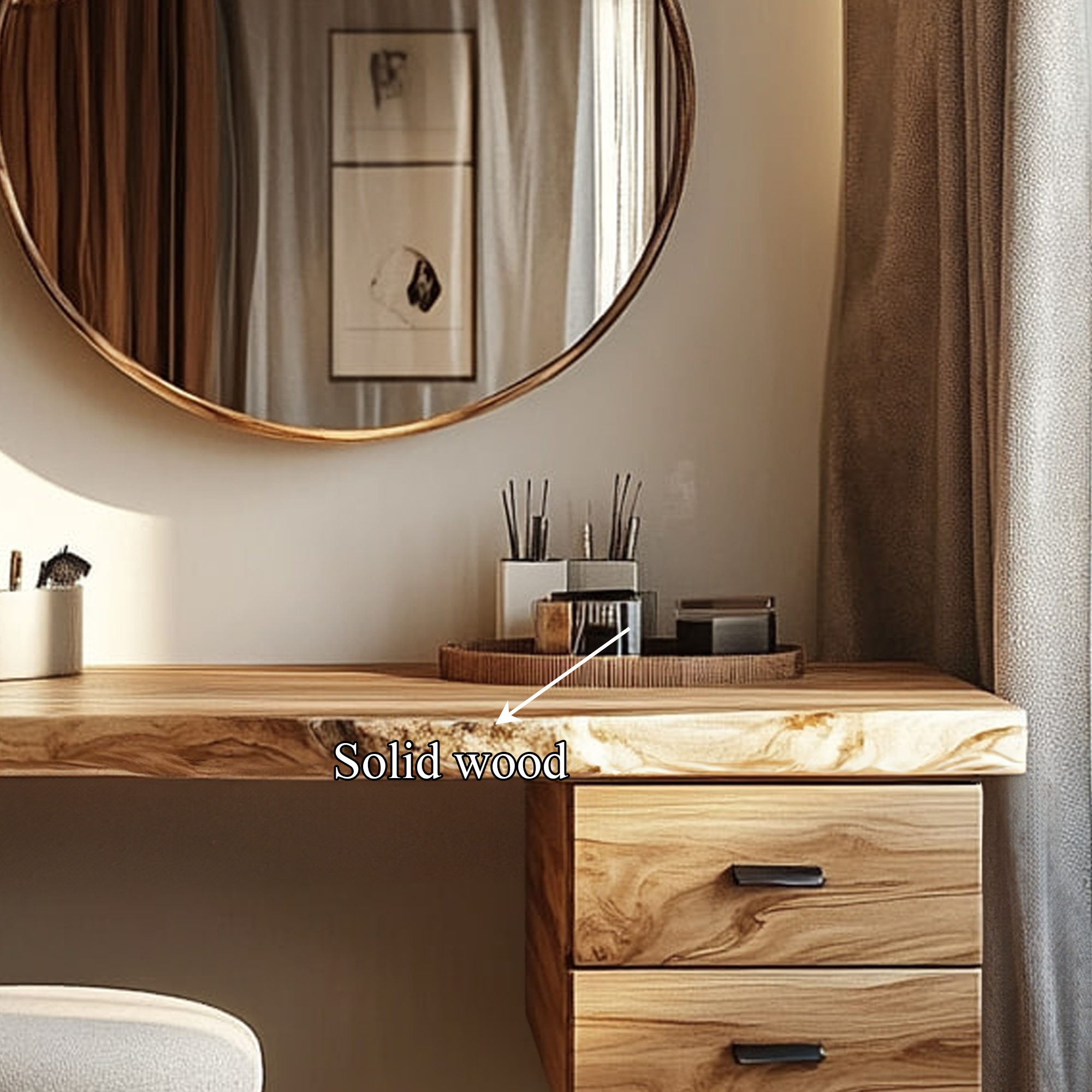 Modern Organic Solid Wood Dressing Table Bedroom Floating SINLKIFL241