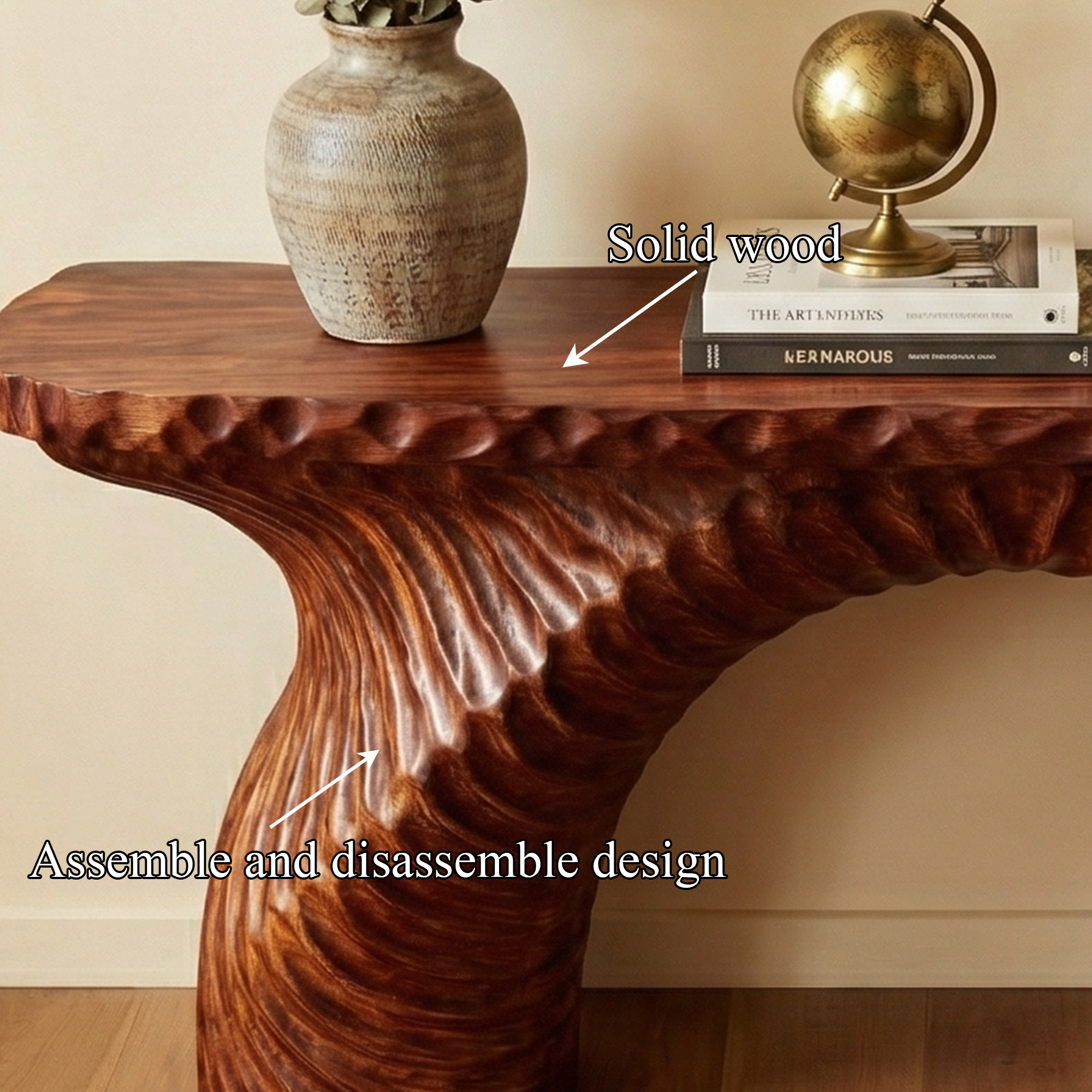 Rustic Ribbed Arch Console Table Entryway Hallway Living Room SINLKICS517