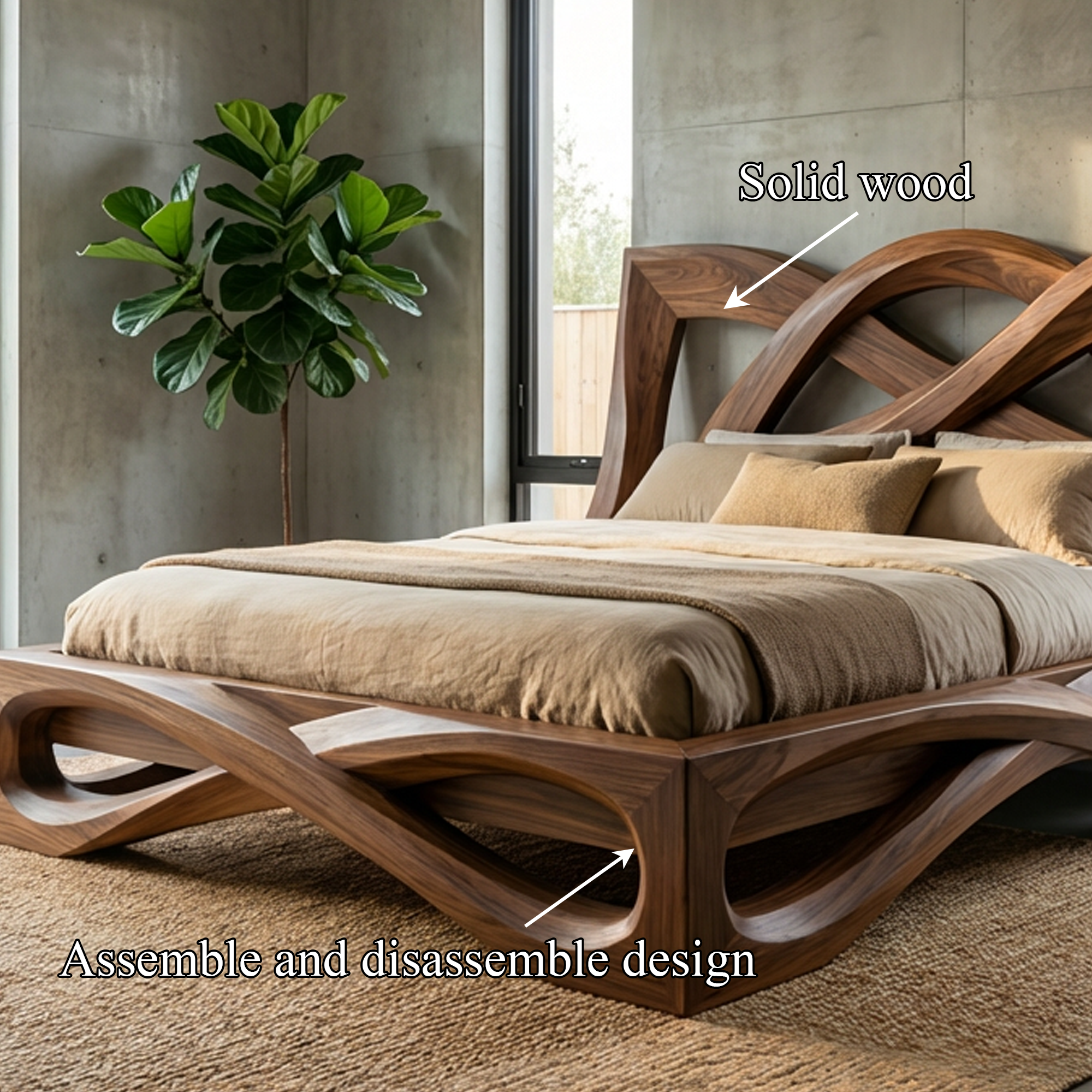 Rustic Organic Shape Bed Frame For Bedroom And Living Space SINLKIWB095