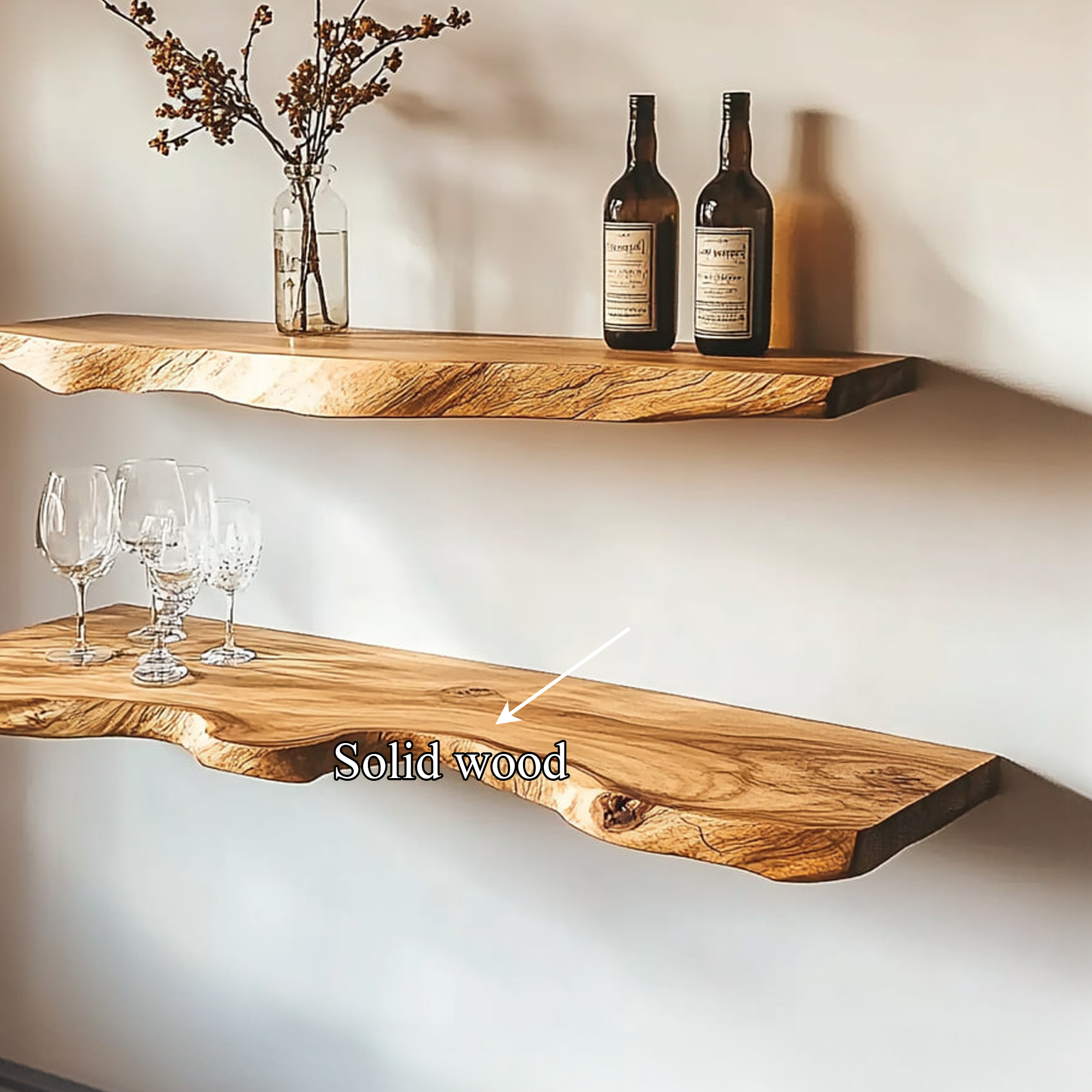 Rustic Floating Shelf Live Edge Design For Dining Room SINLKIFL316