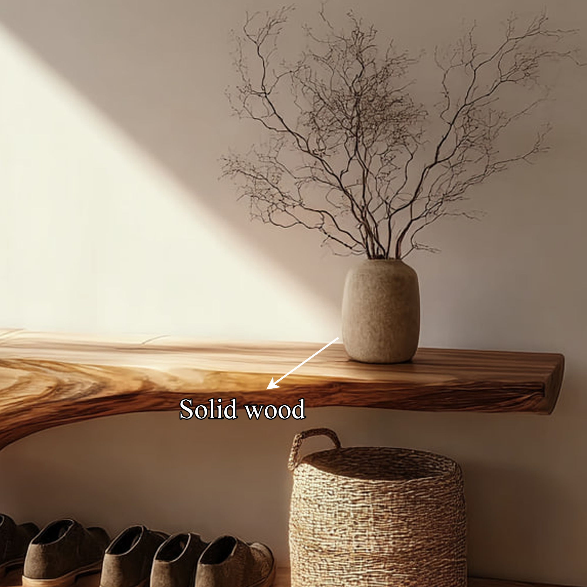 Rustic Handcrafted Wood Shoe Organizer Bench Entryway SINLKISB060