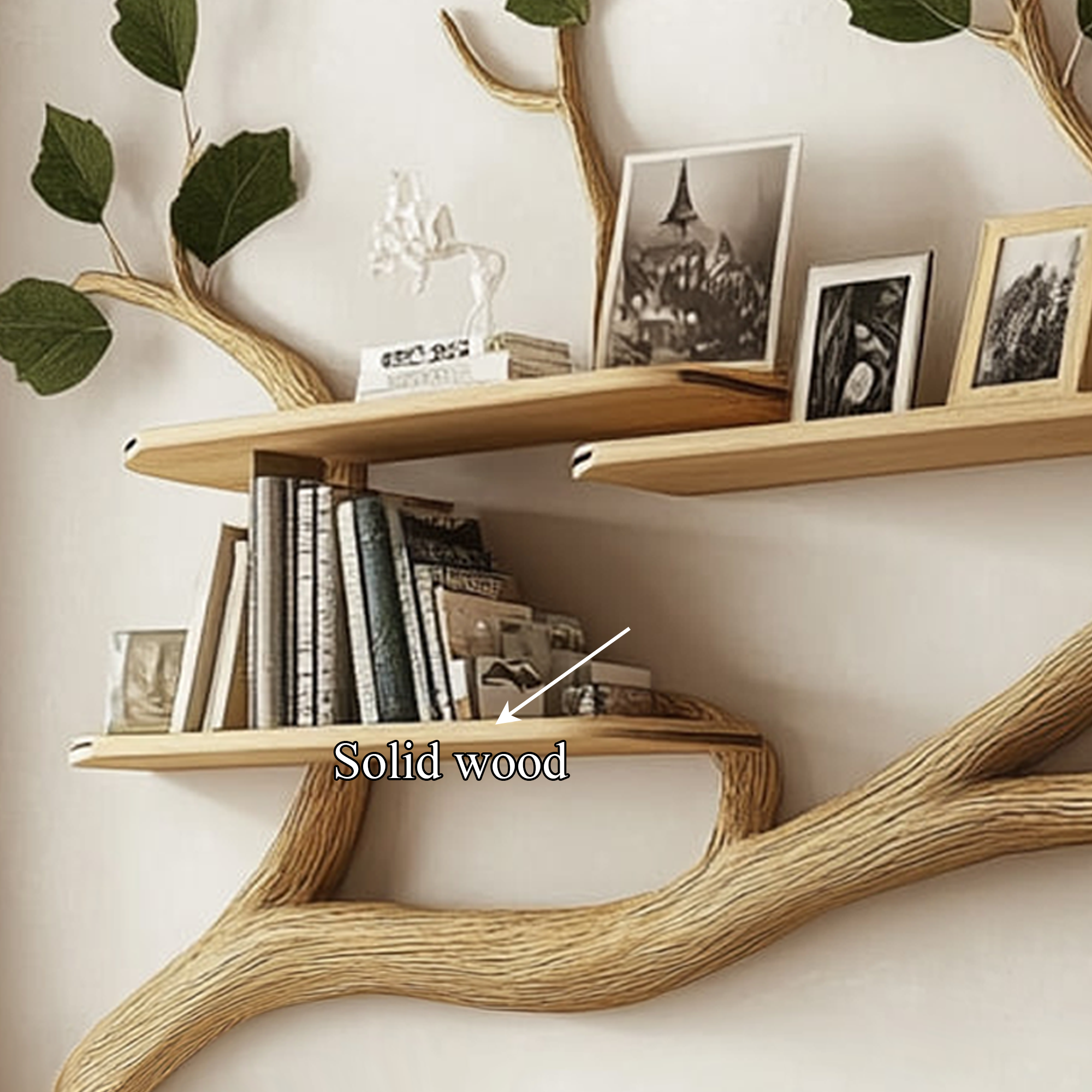 Rustic Tree Wall Shelf Boho Modern Bedroom Entryway SINLKITBS063