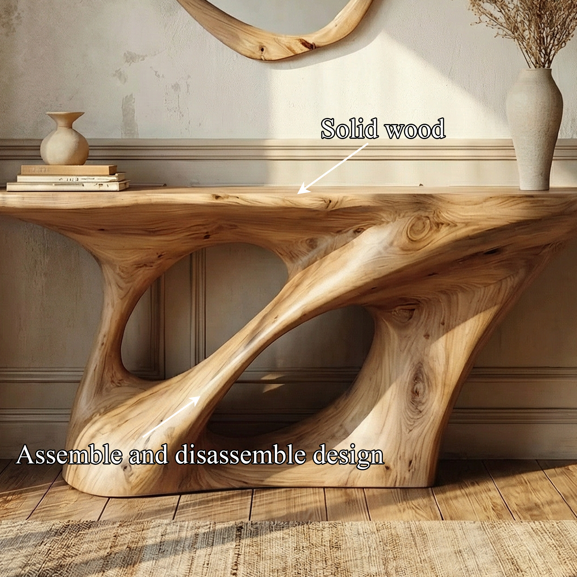 Organic Twisted Base Console Table Entryway Hallway Living Room SINLKICS514