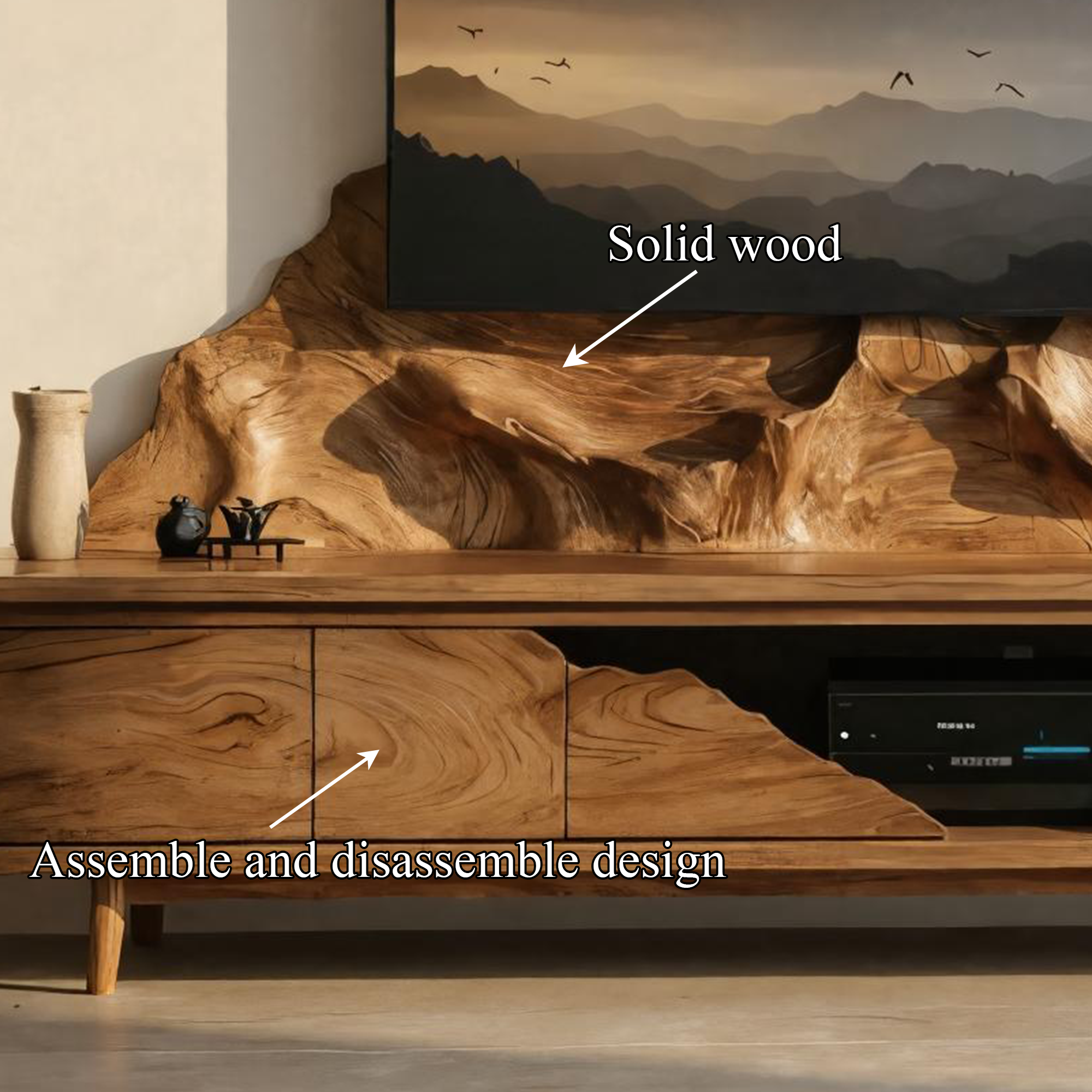 Modern Minimalist TV Cabinet Solid Wood Living Room SINLKISC494