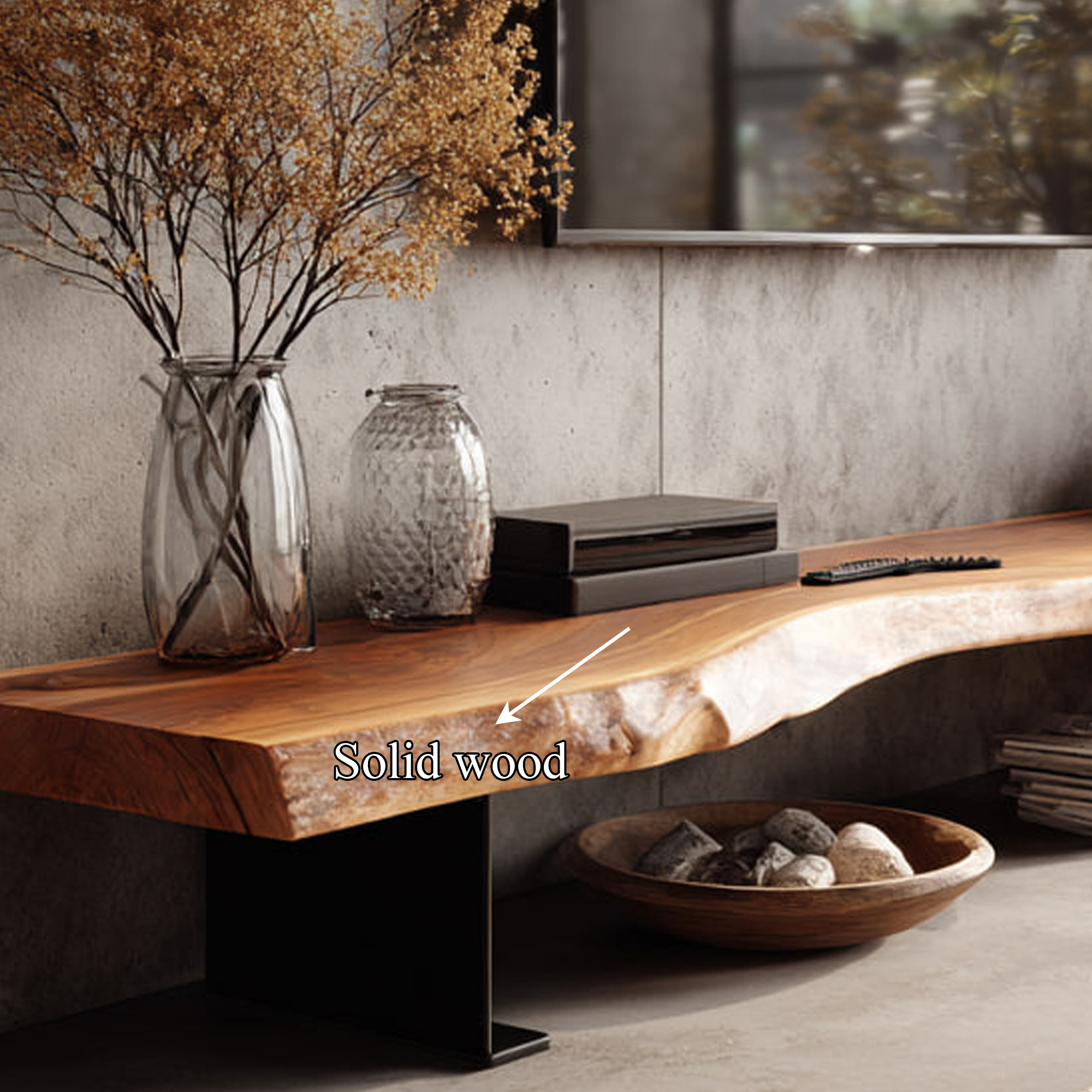 Rustic TV Console Table Live Edge Wood Living Room SINLKICS306