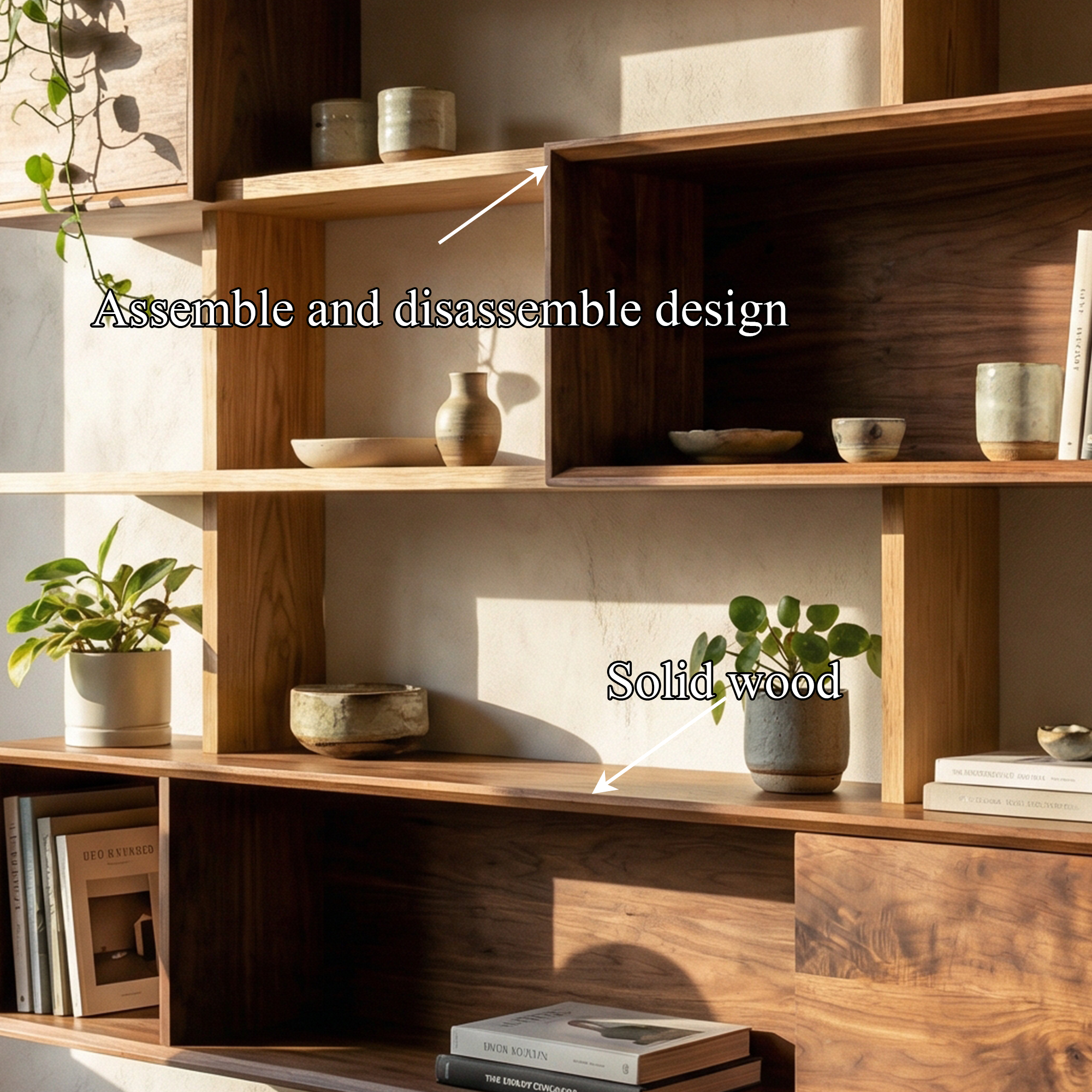 Modern Modular Wall Shelf Solid Wood Asymmetrical Storage Display SINLKIFL491