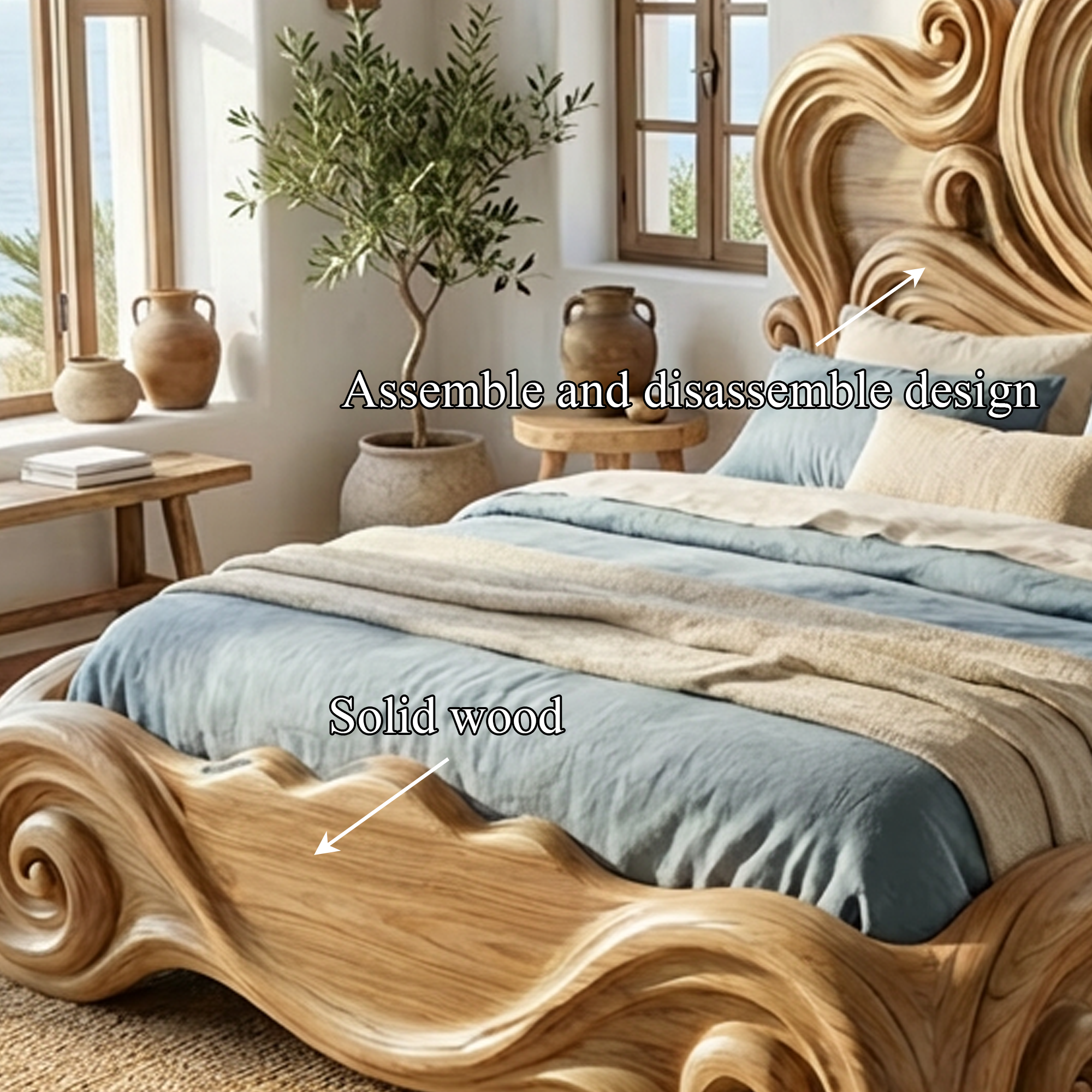 Rustic Artistic Bedroom Bed Frame For Bedroom Or Master Bedroom SINLKIWB096