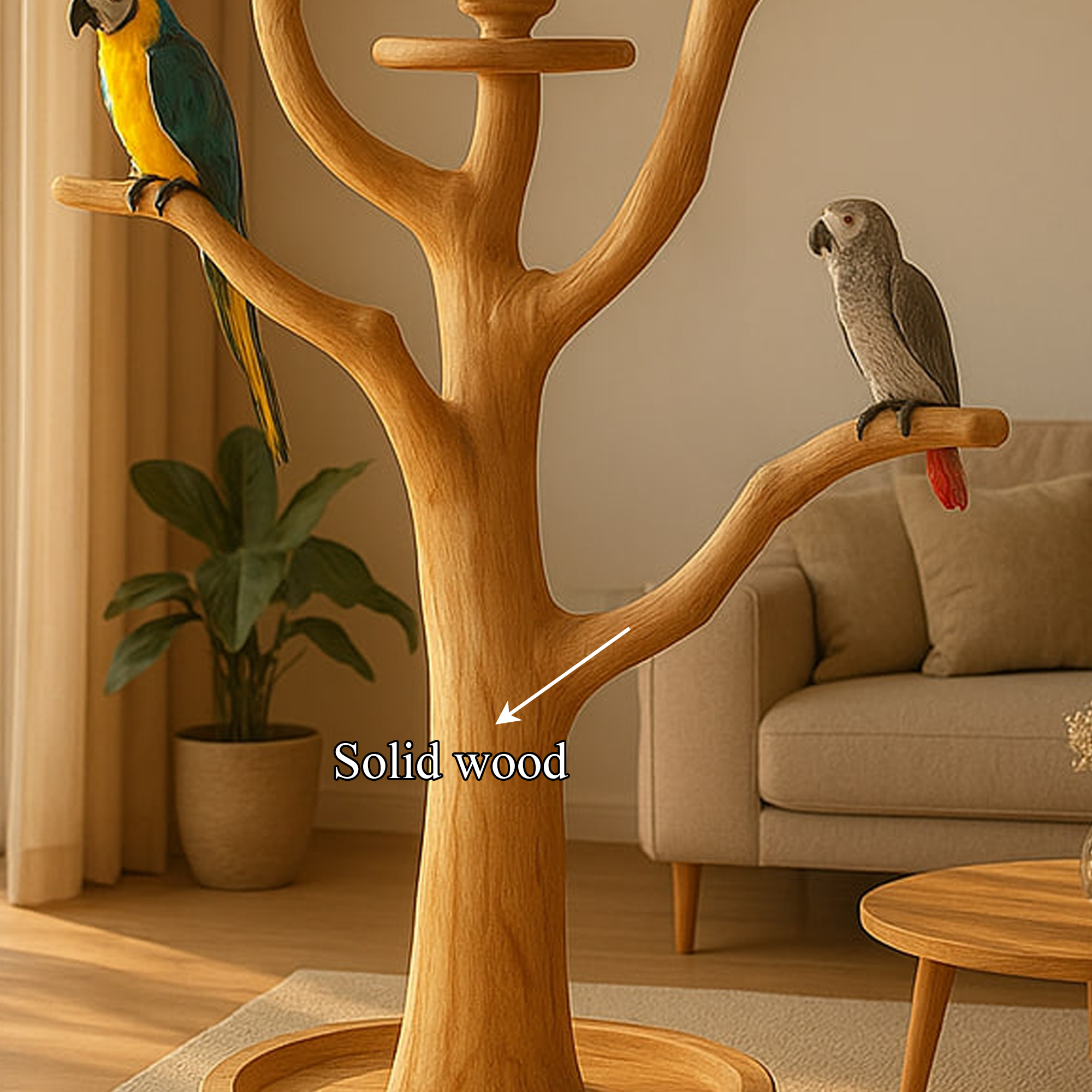 Rustic Parrot Tree Stand Wooden Perch Furniture SINLKITT067