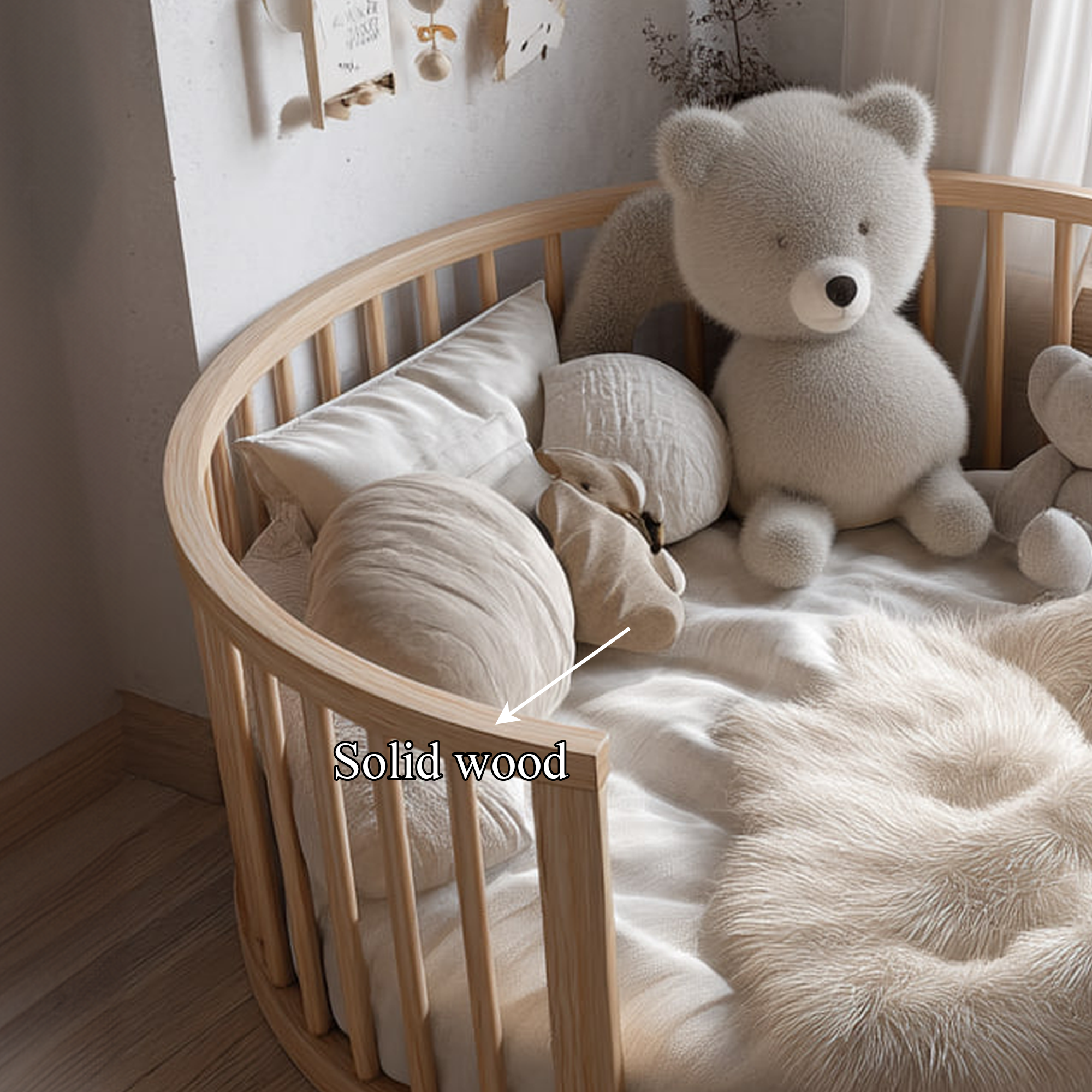 Mid Century Round Baby Daybed Modern Bedroom SINLKIWB53